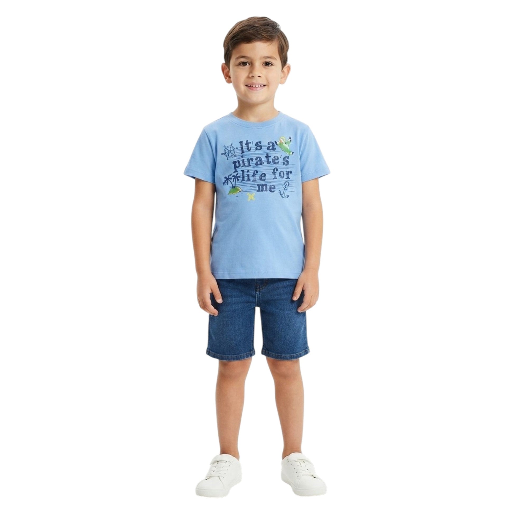Kids Boy's Printed Top,Dusty Blue