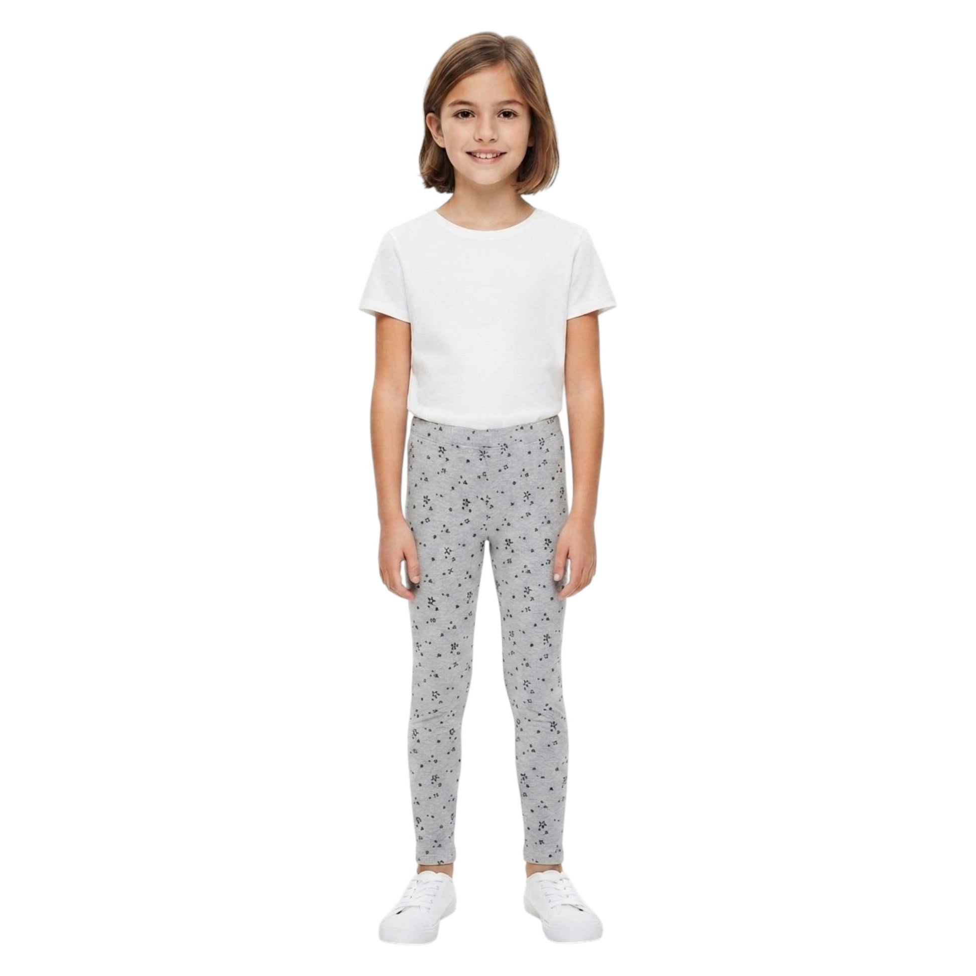 Kids Girl's Printed Pant,Light Grey