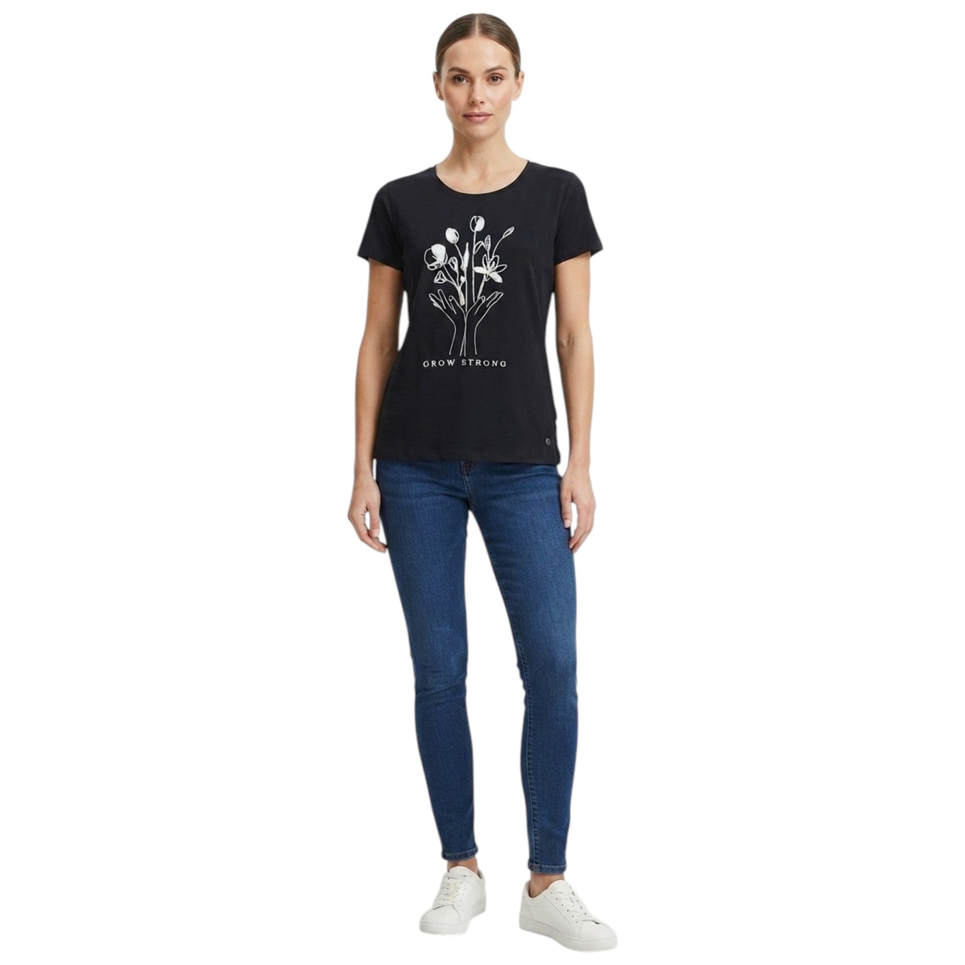 Women's Floral Printed Top,Black