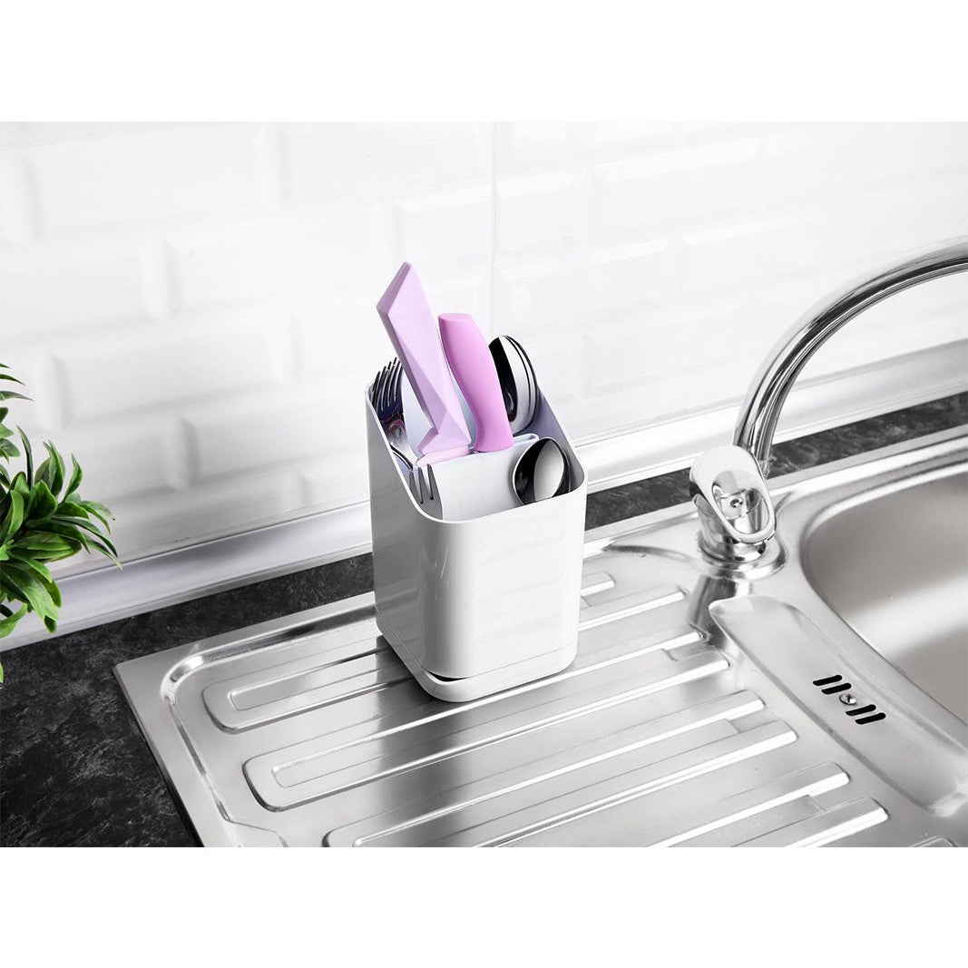 Squared Cutlery Holder with Tray