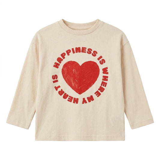 Zara Girl's Beige Heart Graphic Cotton Blouse | Zara in Lebanon