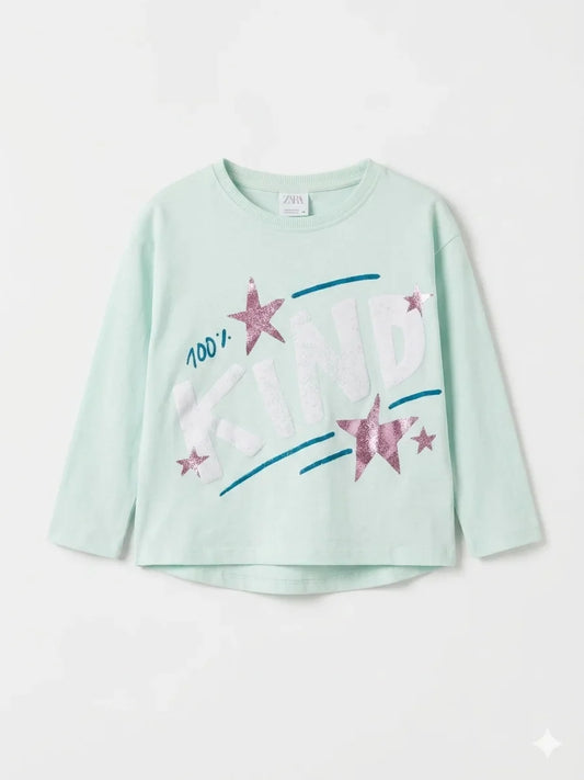 Zara Girl's Light Aqua Printed Blouse | Zara In Lebanon