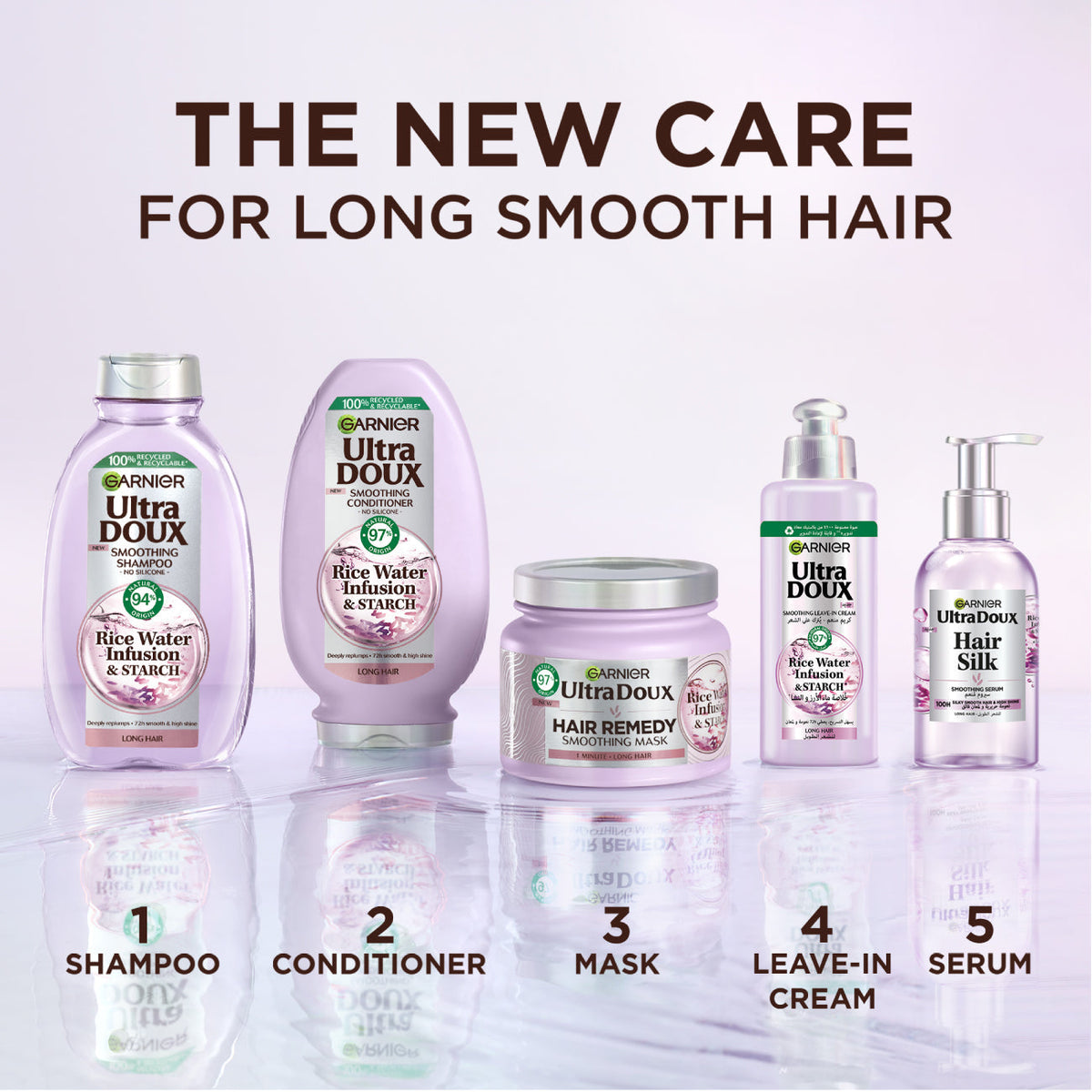 Garnier Ultra Doux Rice Water Hair Silk Smoothing Serum For Smooth Hair and High Shine 120ml