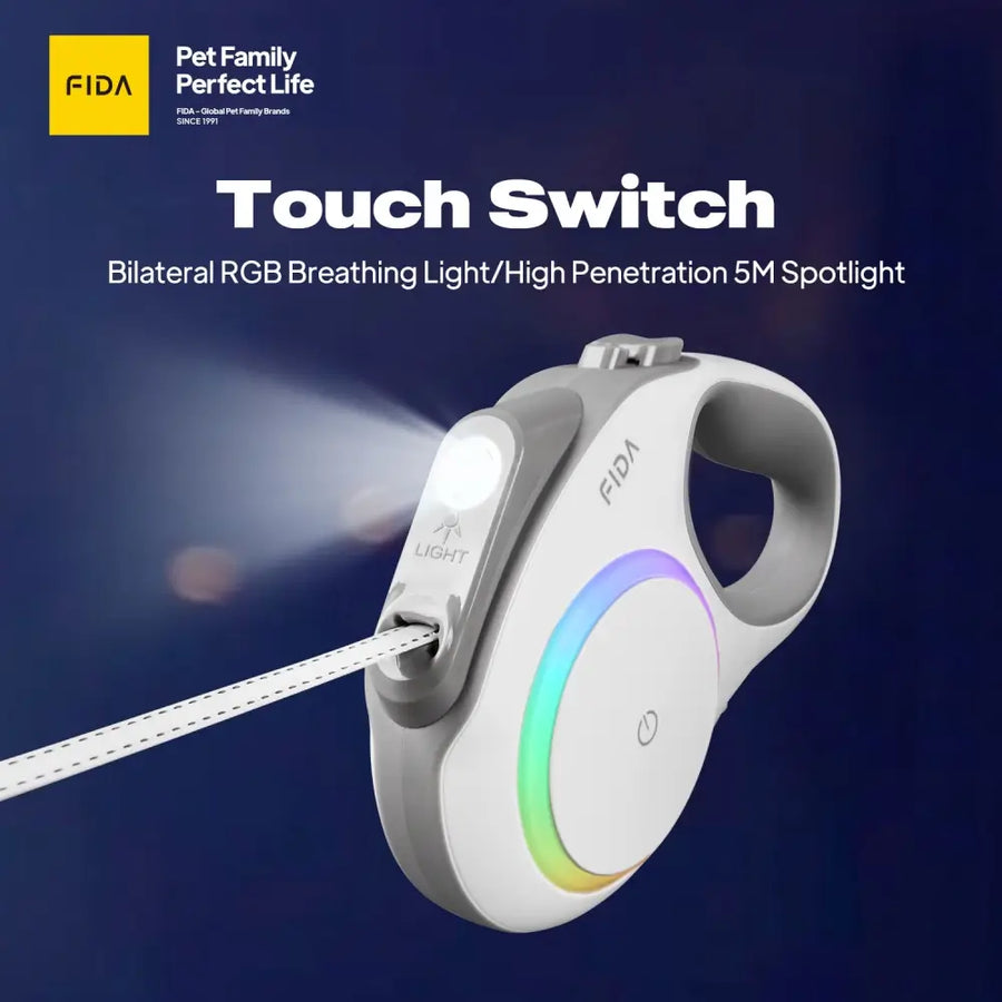 FIDA Retractable LED Lighted Dog Leash 5M up to 35 kg