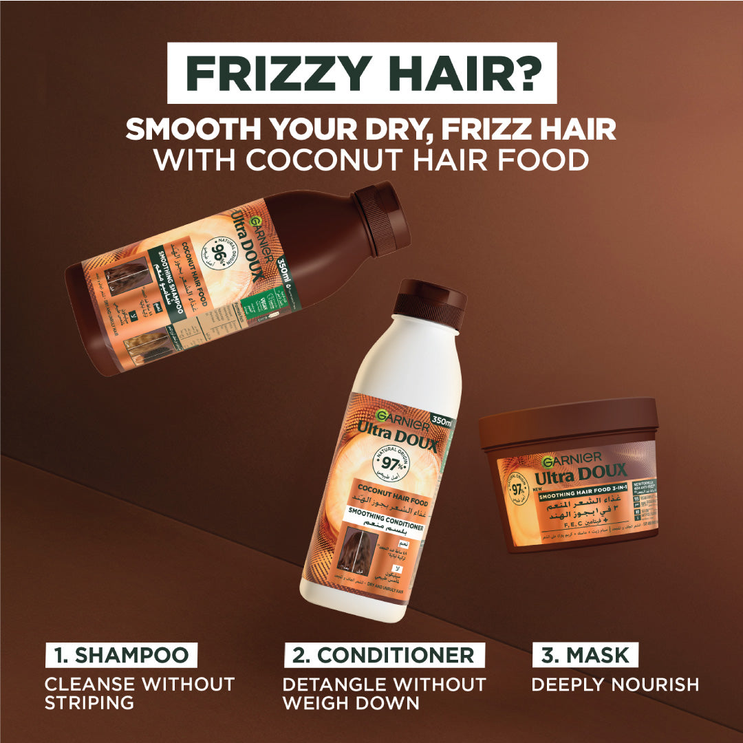 Garnier Ultra Doux Vegan Hair Food Coconut And Macadamia 3-in-1 Treatment Mask For Frizzy Hair