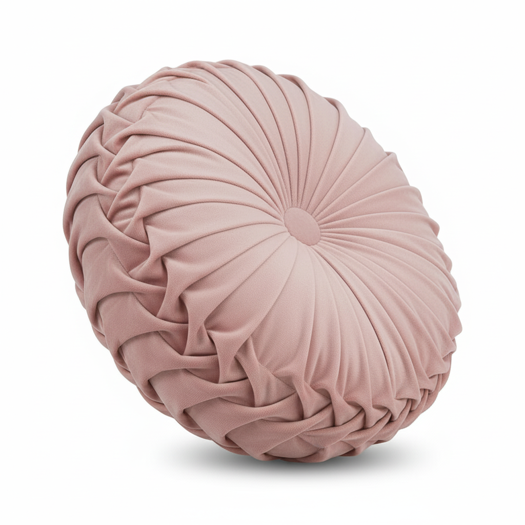 Danny Home 40-cm Round Sofa Cushion Pink Color Velvet Home Decor