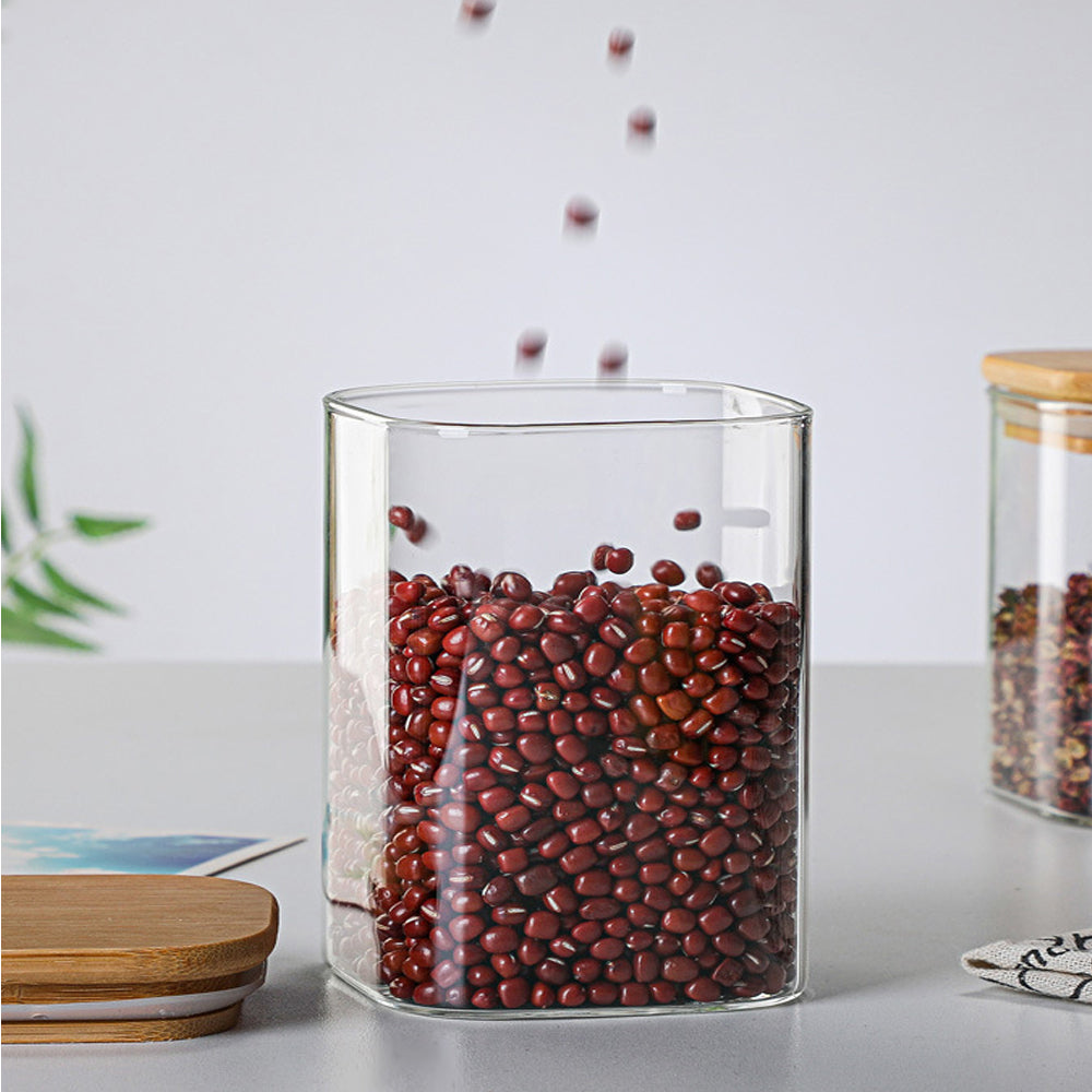 Clear Borosilicate Glass Storage Jar With Bamboo Lid 220-ml #XZ-F0001