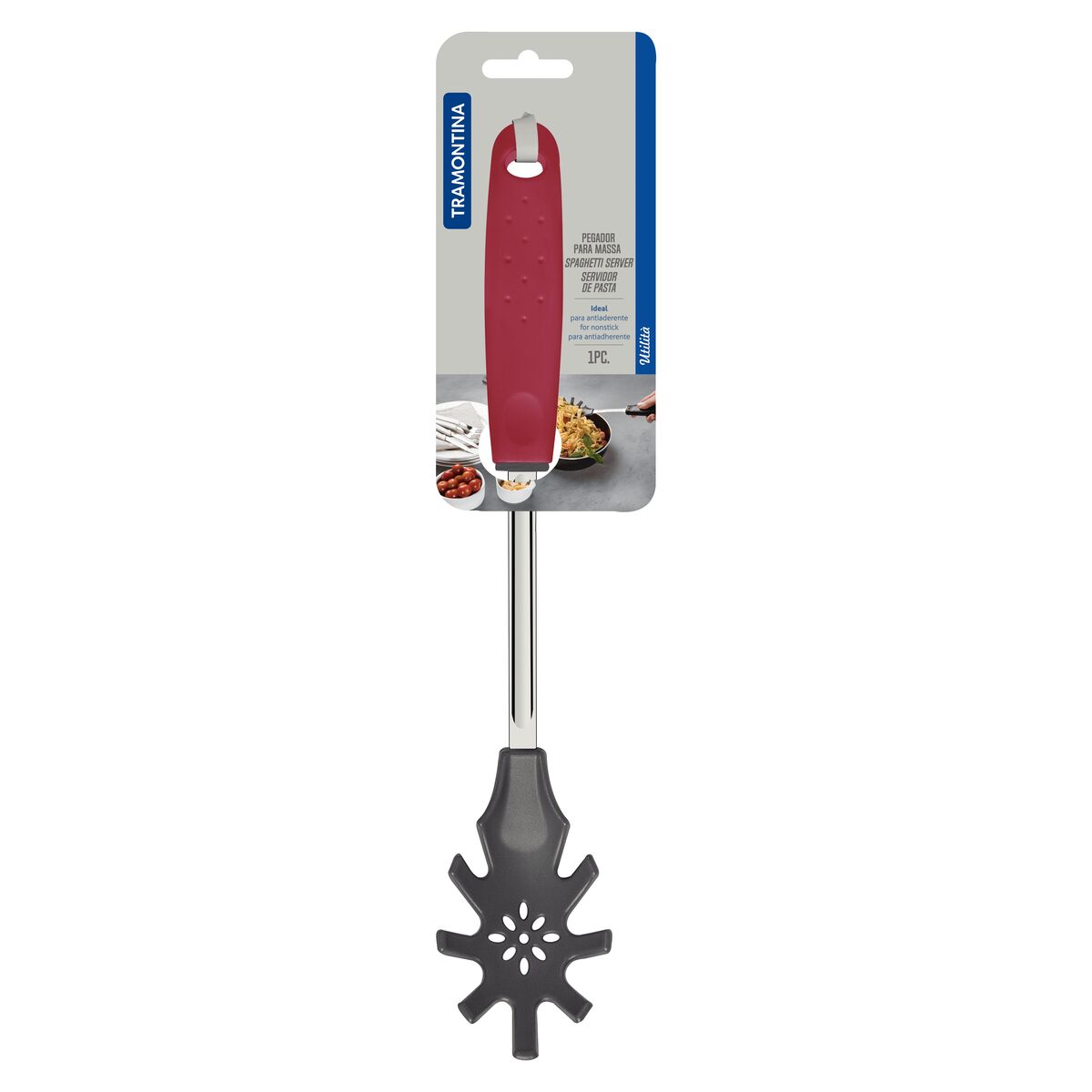 Tramontina universal spoon with red handle