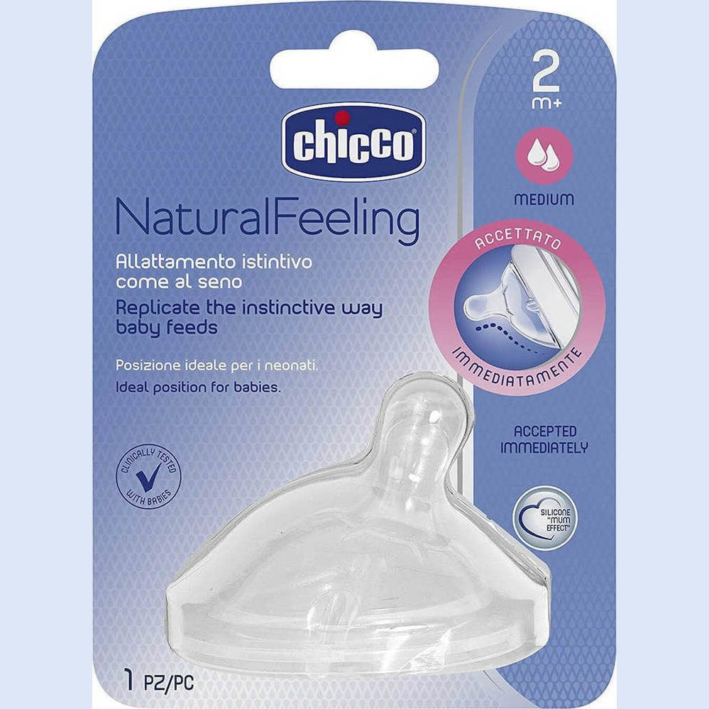 Chicco D - Natural Feeding Teat 2m + Medium Flow - 1pc