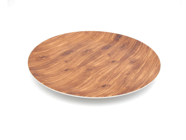 Wooden Design Round Melamine Tray; 12"