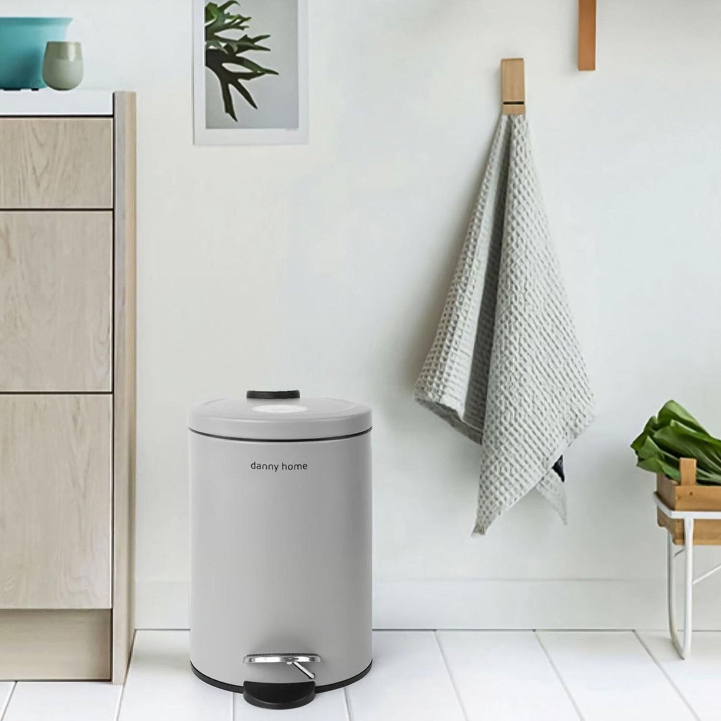 Danny Home 5L Carbon Steel Pedal Trash Can – Matte Grey