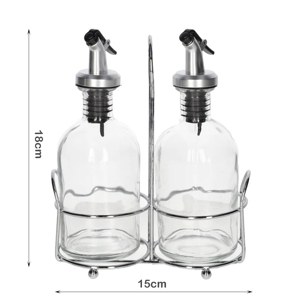 Danny Home 2-Pcs Oil &Vinegar Dispenser Glass Bottle With Stand