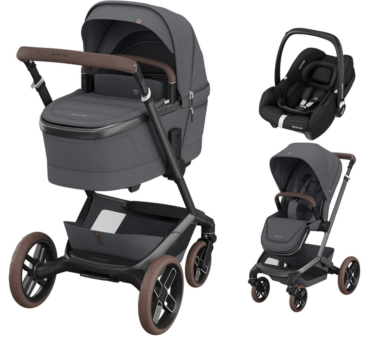 Maxi-Cosi - Fame (Twillic Graphite) - 4pcs Bundle Fame Stroller CabrioFix i-size Base Car Seat -CabrioFix i-Size Base. - Travel System