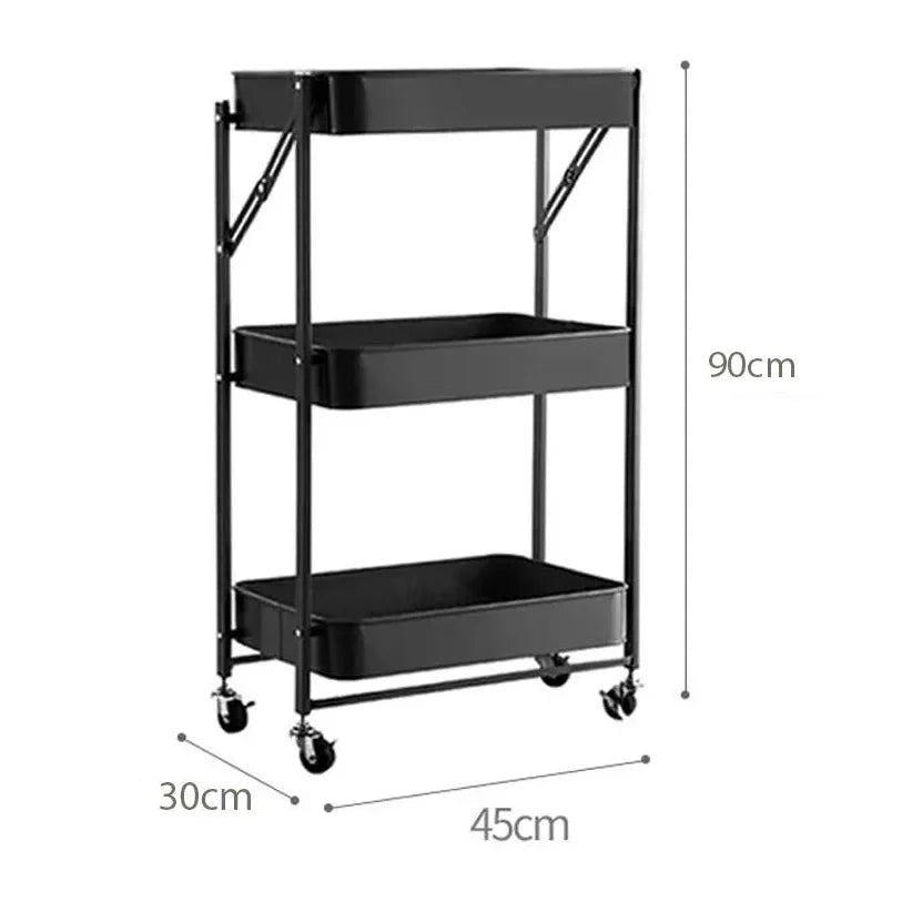 3-Layer Wheeled Carbon Steel Trolley