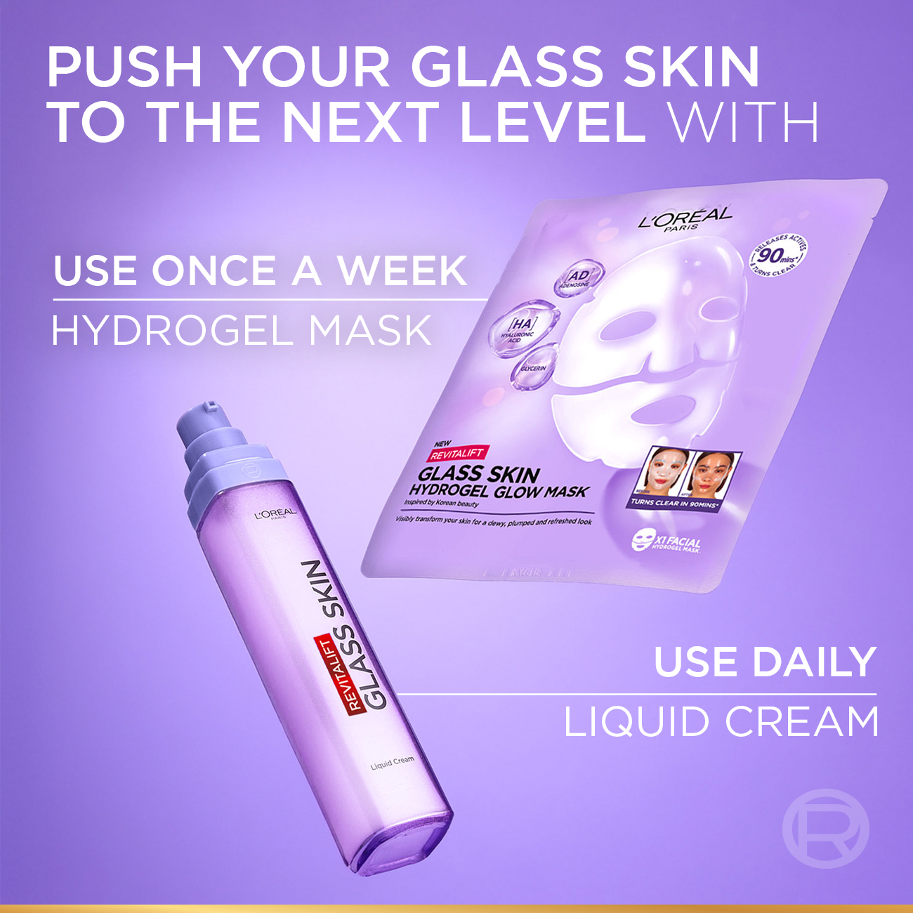L’Oréal Paris Revitalift Glass Skin Hydrogel Glow Mask, Transform Your Skin For A Dewy, Plumped, Glass Skin In Only 90 Minutes
