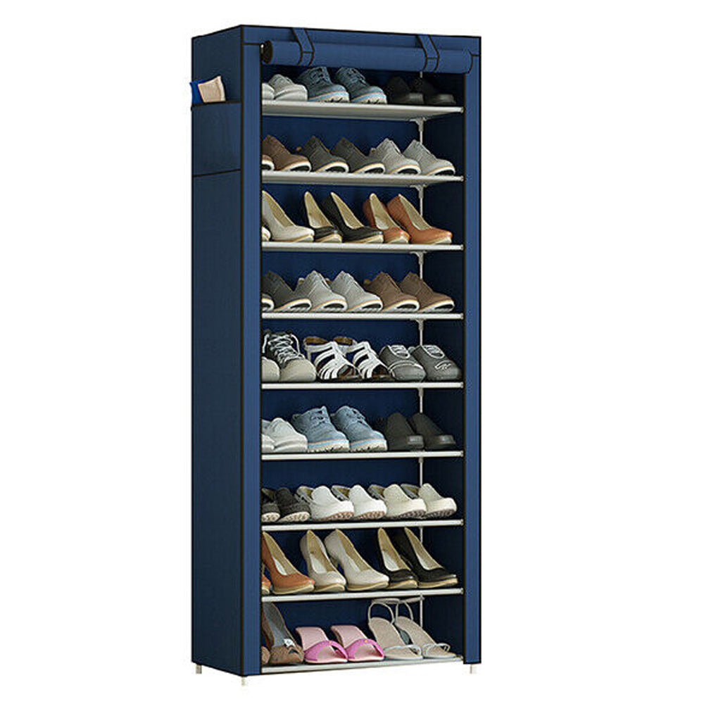 10-Tier Extra Thicken Poles Shoe Rack Stand With Cover #8858-10