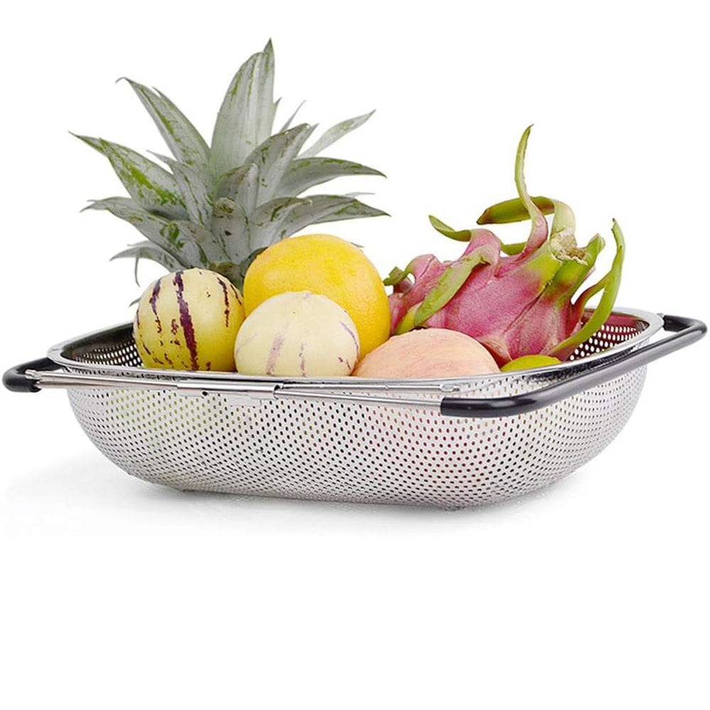 Danny Home Stainless Steel Colander Expandable Strainer Fine Mesh Basket 34cm