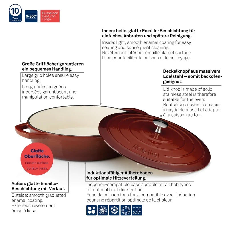 Kela Roasting Tray Round Red 3.2L
