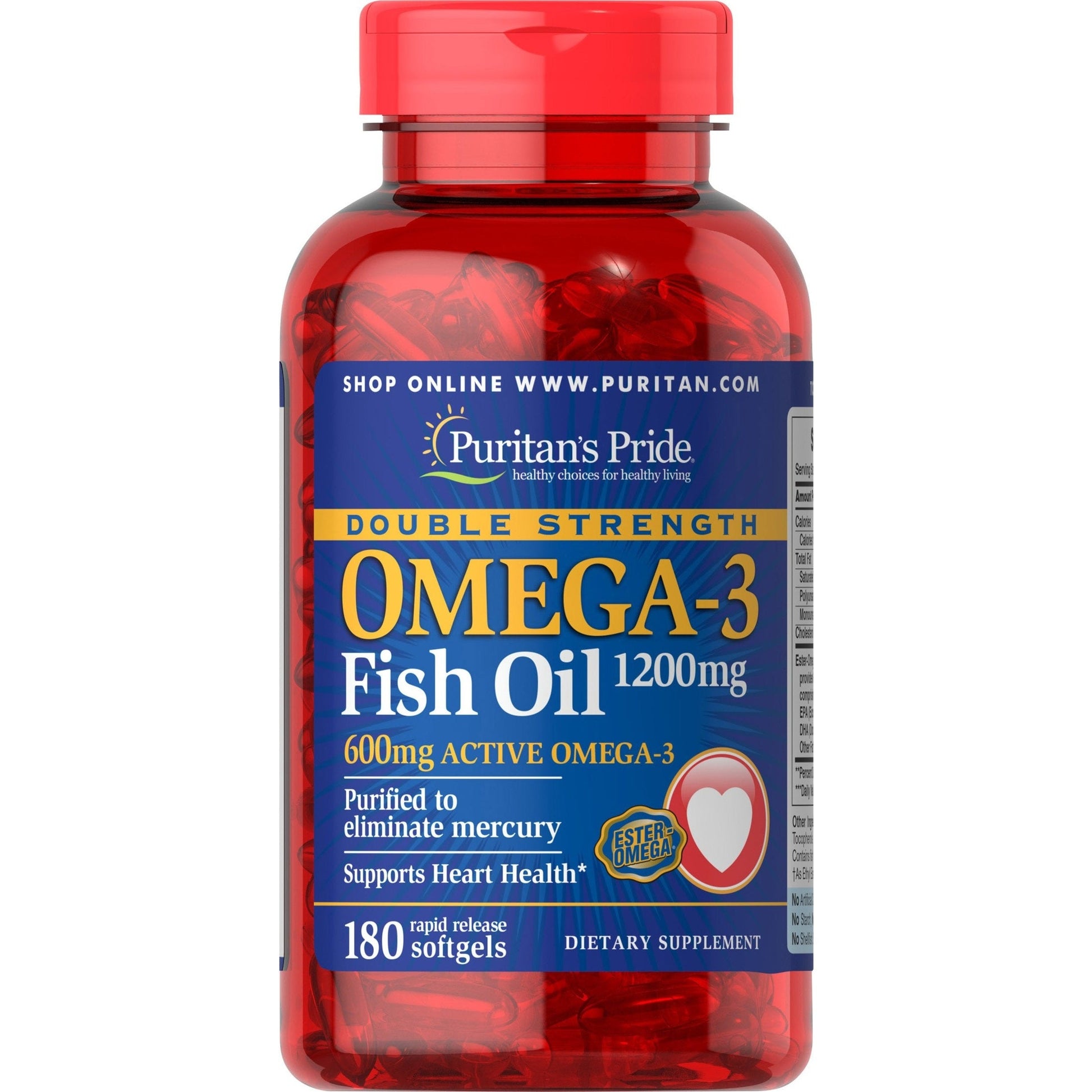 Puritan's Pride Omega-3 Fish Oil 1200 Mg, 180 Count - Medaid International
