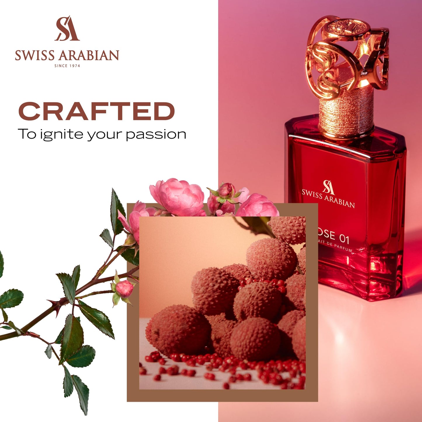 Swiss Arabian Rose 01 - Luxury Products From Dubai - Long Lasting, Addictive Personal EDP Spray Fragrance - Seductive Signature Aroma - 1.7 Oz - Medaid International