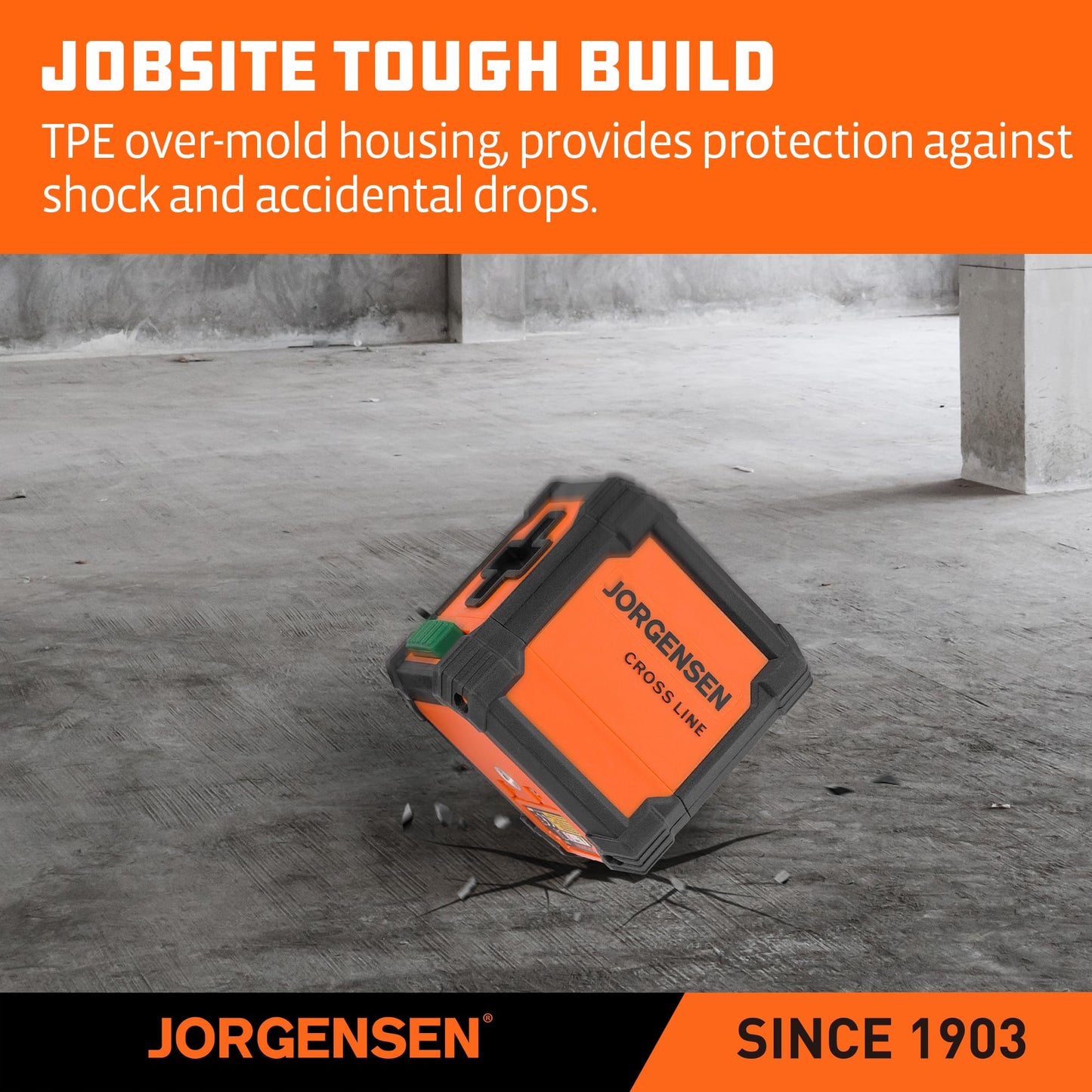 JORGENSEN Laser Level with Tripod, 65 FT Self Leveling Cross Line Laser Leveler Tool with 360° Magnetic Base, Green Laser Level for Picture Hanging, Home Renovation, Indoor Project - Medaid International