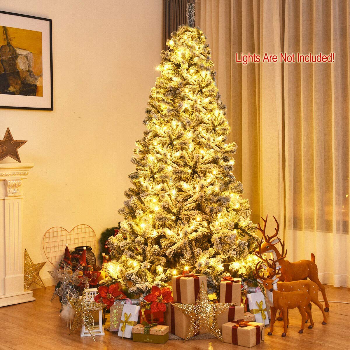 Artificial Christmas, Premium PVC Xmas Full, Flocked Snow Pine Tree with Solid Metal Stand, Ideal for Indoor and Outdoor (6FT), White, Christmas Tree - Medaid International