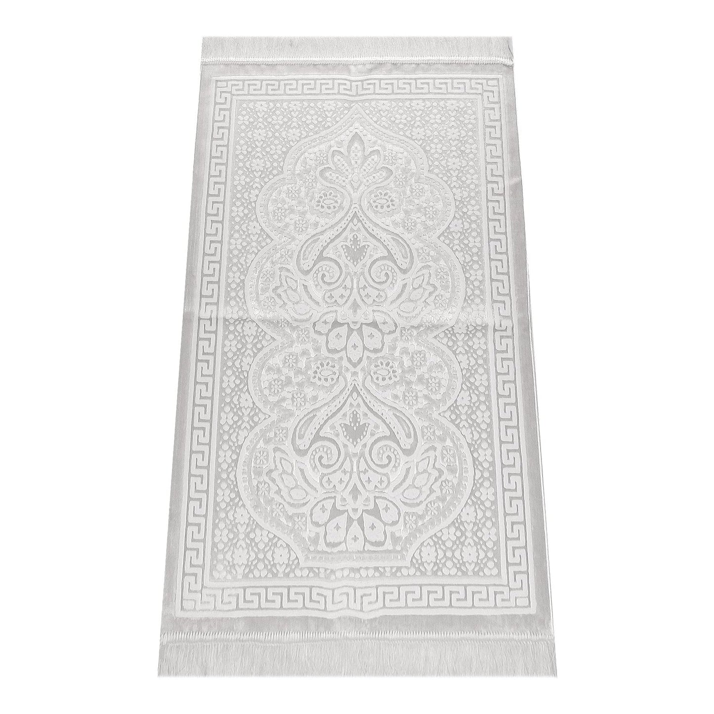 ihvan online, Soft Plush Lux Velvet Muslim Prayer Rug | Thick Janamaz | Sajadah | Soft Islamic Prayer Rug | Islamic Gifts | Prayer Carpet Mat, Elegant, Color: Cream - Medaid International