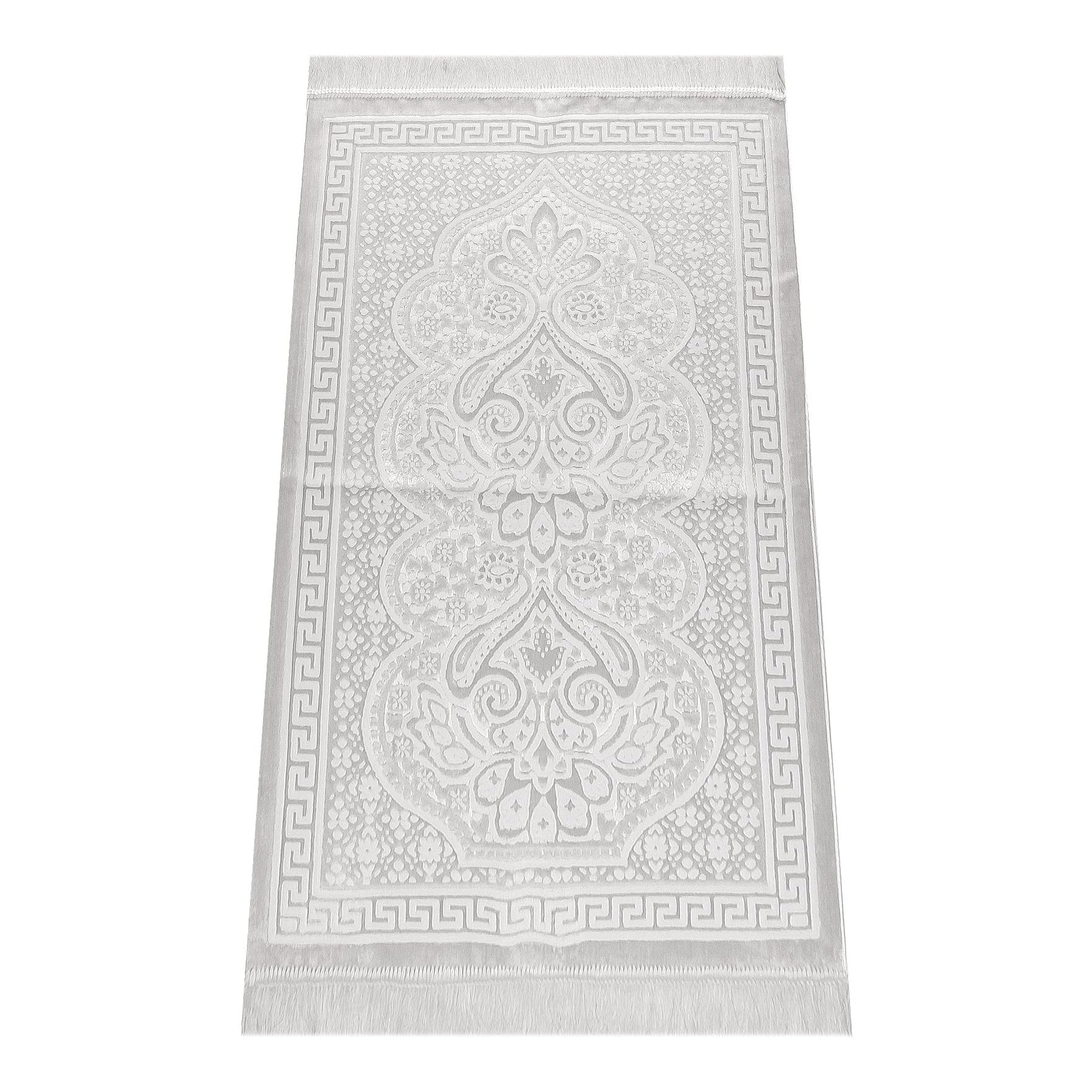 ihvan online, Soft Plush Lux Velvet Muslim Prayer Rug | Thick Janamaz | Sajadah | Soft Islamic Prayer Rug | Islamic Gifts | Prayer Carpet Mat, Elegant, Color: Cream - Medaid International