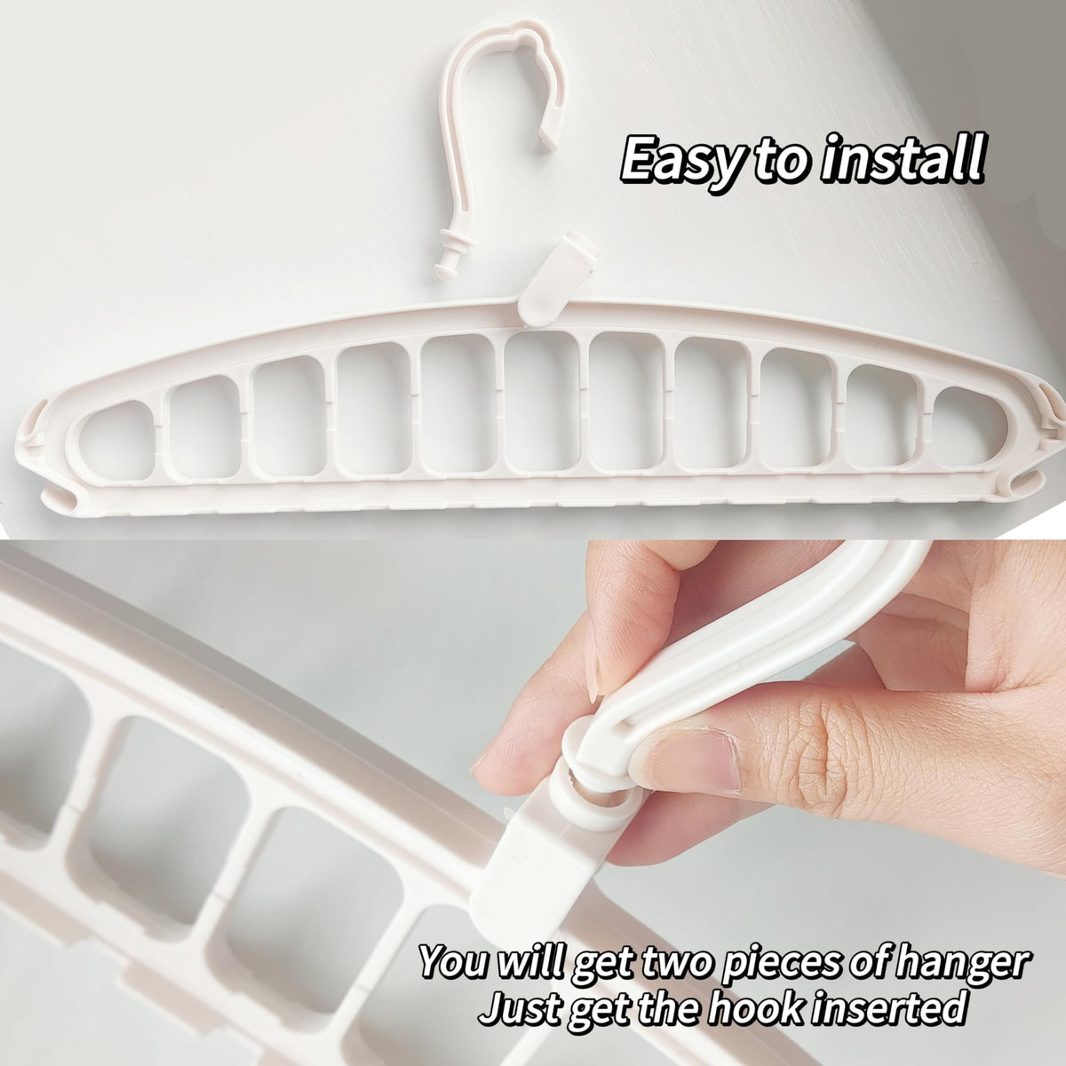 TERRIFI 2 Pack Folding Hanger, Heavy Duty Plastic Clothes Hanger, Space Saving Hangers for Clothes, Suitable for Jeans, Pants, Shirts, Scarves, Sweaters, Coats (White)