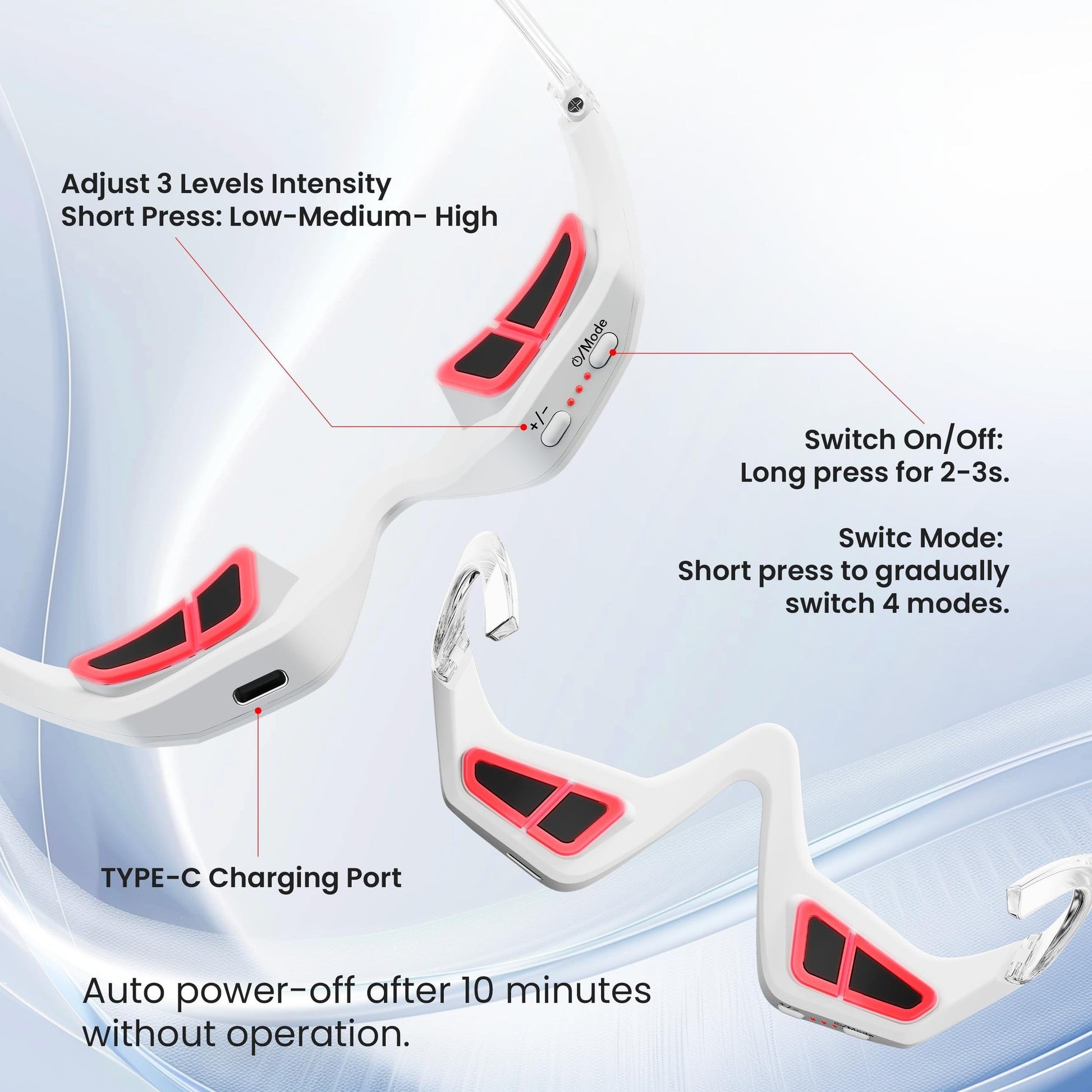 Qcccmyy Under Eye Red Light Therapy Device, Red Light Therapy Glasses for Eyes Light-Weight Eye Massager for Reducing Dark Circles and Puffiness, Smoothing Fine Lines - Medaid International