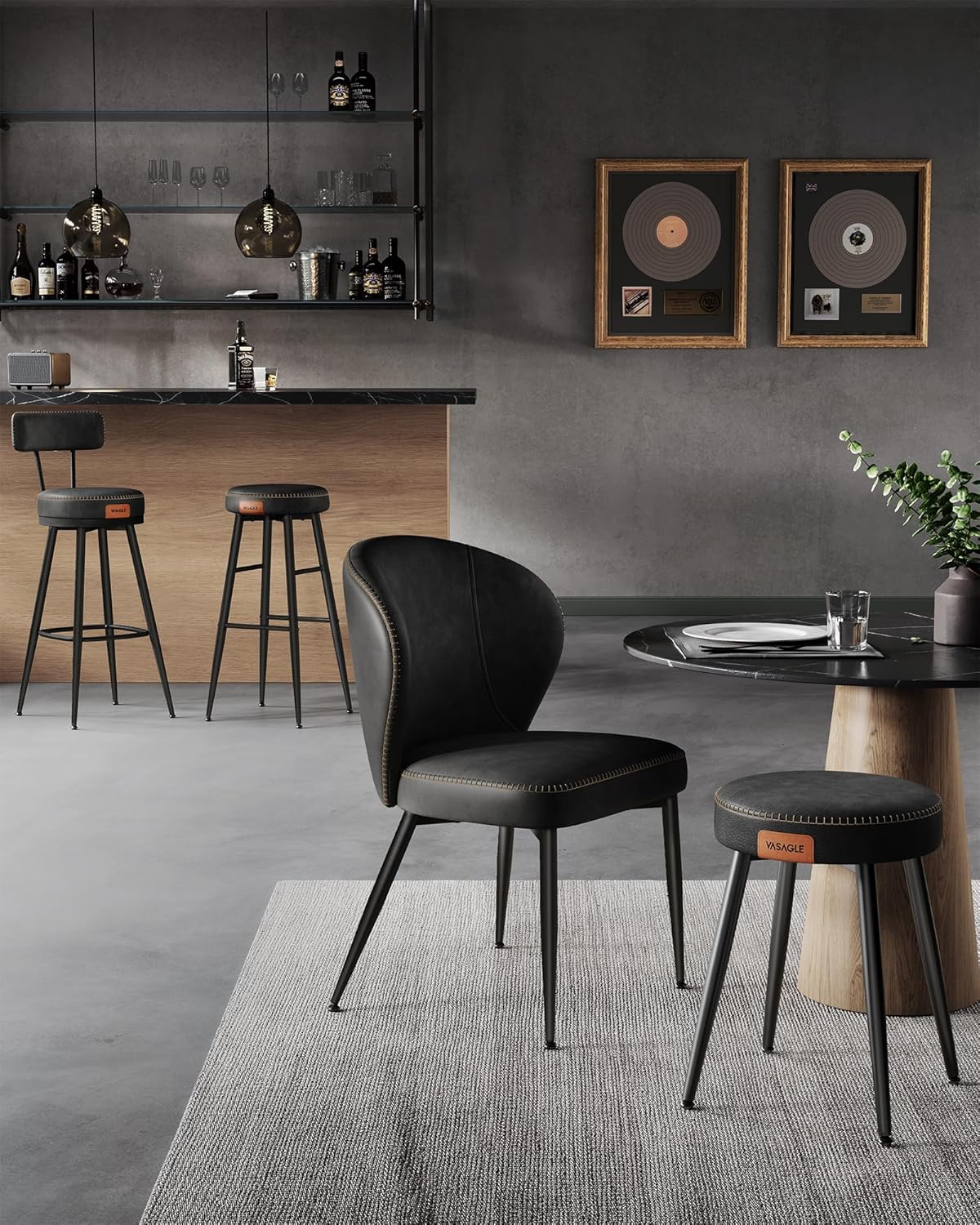 VASAGLE Set of 2 Bar Stool