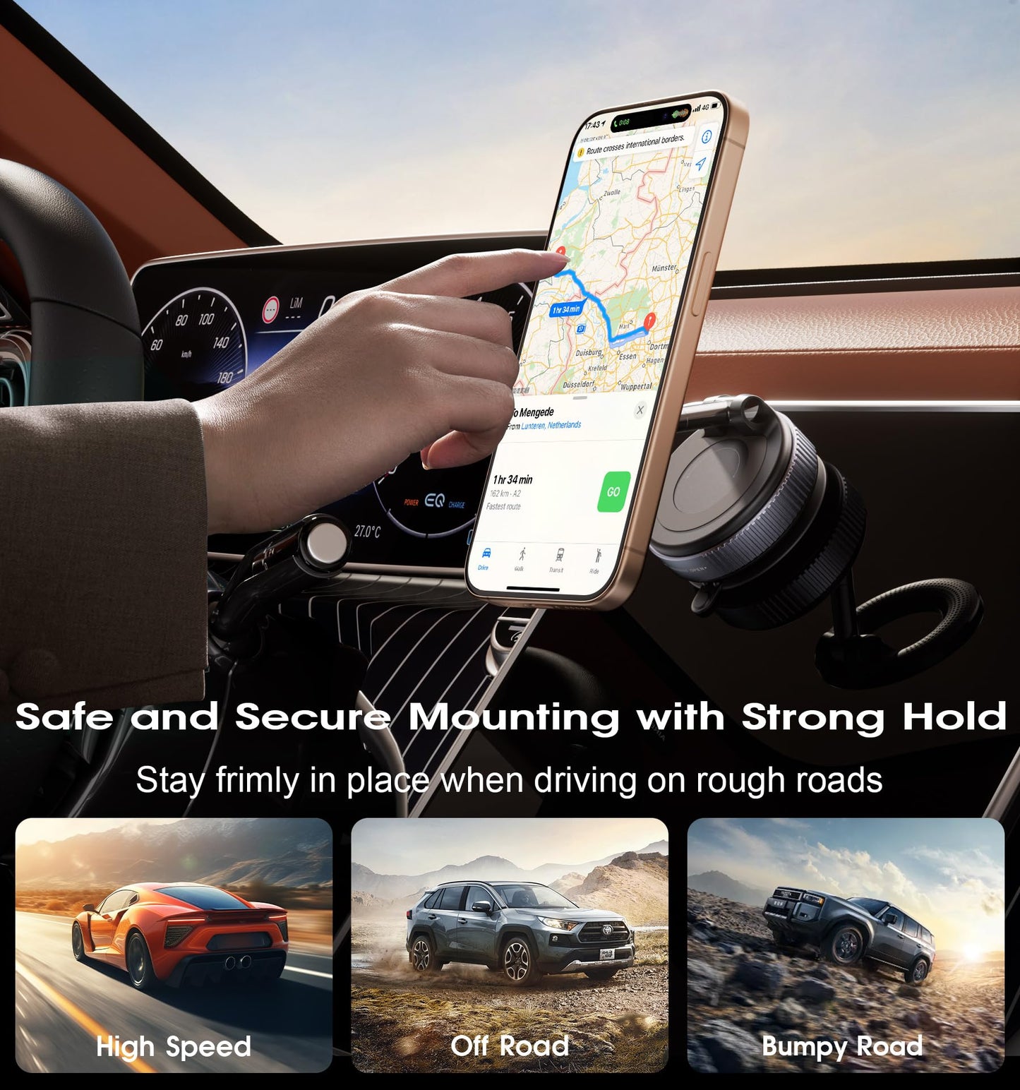 REOKILY 2026 Upgraded Vacuum Magnetic Car Phone Holder 360° Reinforced 96LBS Ultra Suction Cup Phone Mount for MagSafe Cell Phone Holders for Your Car/Gym/Mirror Mount for iPhone & Android - Medaid International