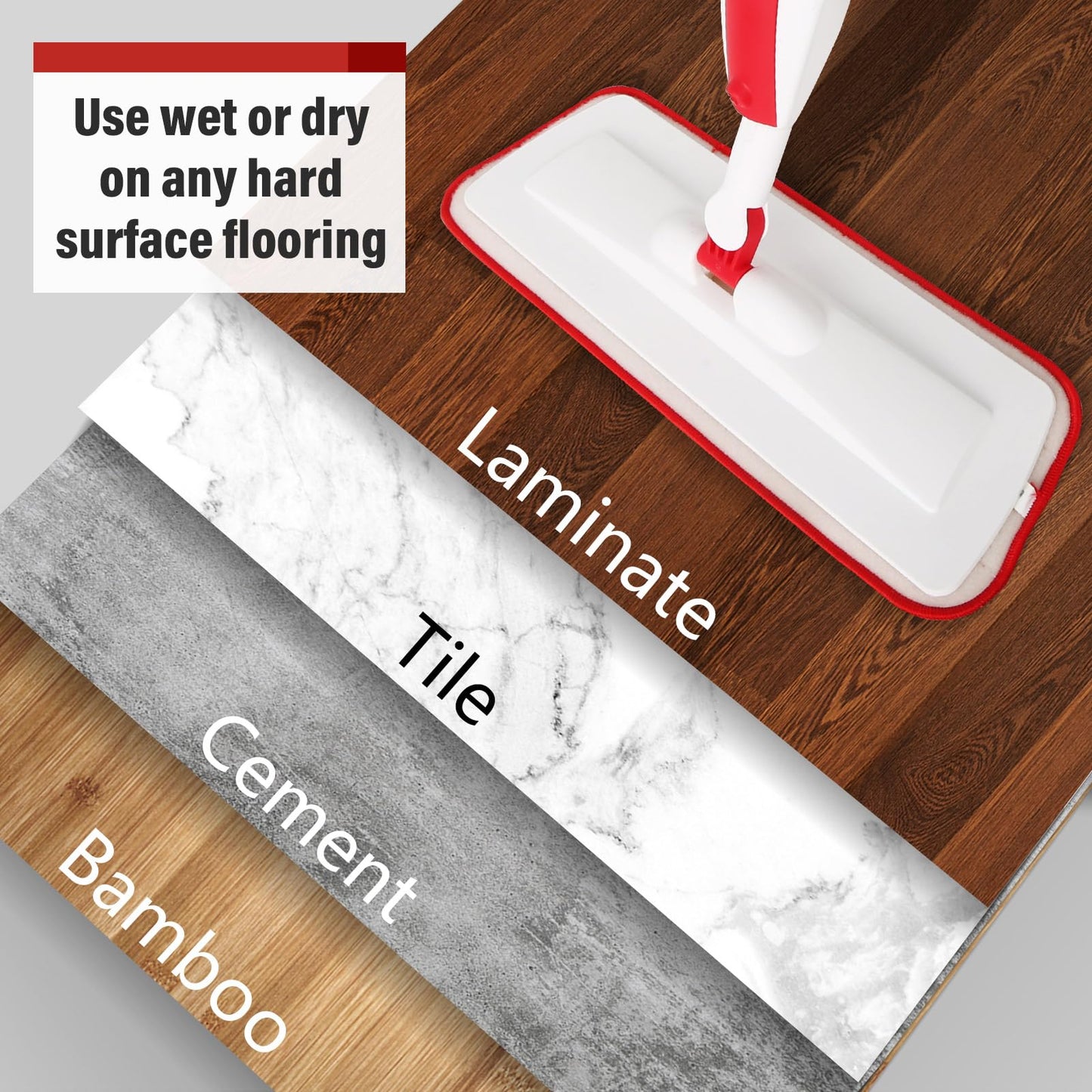 Spray Mops for Floor Cleaning Floor Mop with a Refillable Spray Bottle and 3 Washable Microfiber Pads Home or Commercial Use Dry Wet Flat Mop for Hardwood Laminate Wood (Purple) - Medaid International