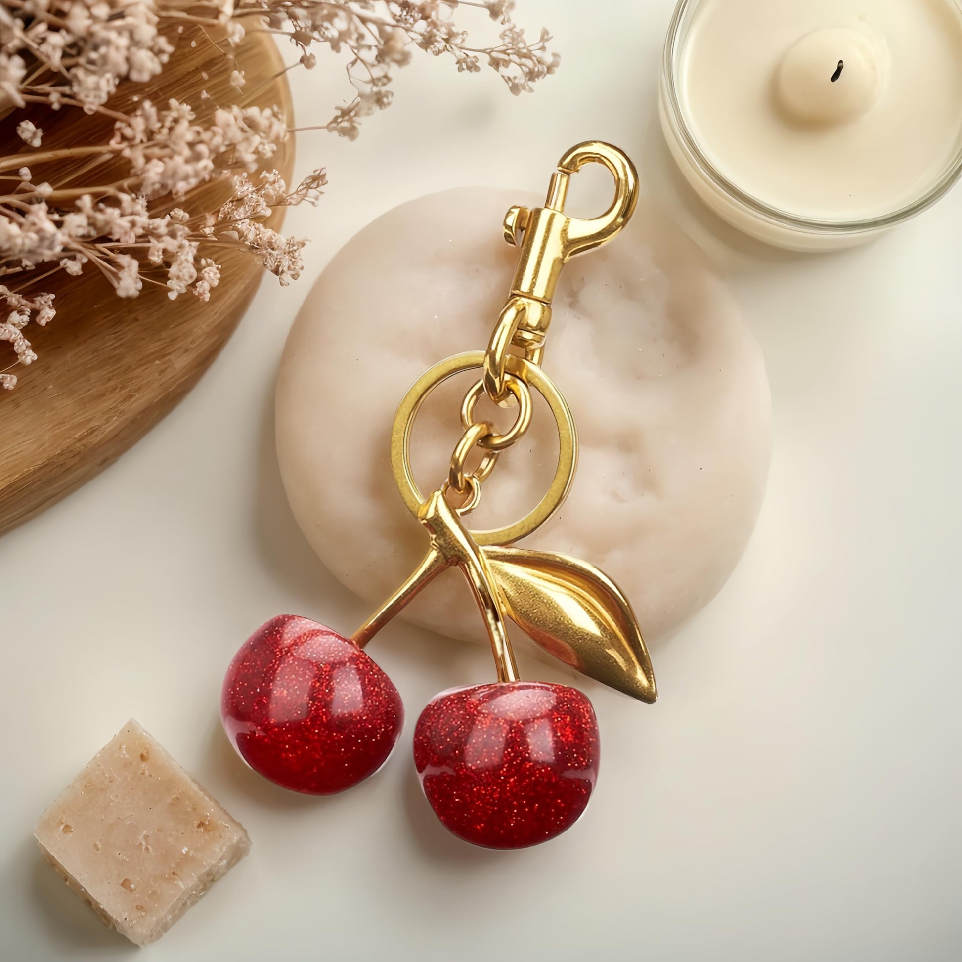 Crizaor Cherry Bag Charm Purse Charms Keychain- Car Cherry Accessories keychians Gifts for Women Mom Daughter Gifts Christmas For Women Valentine Bag Accessory Christmas - Medaid International