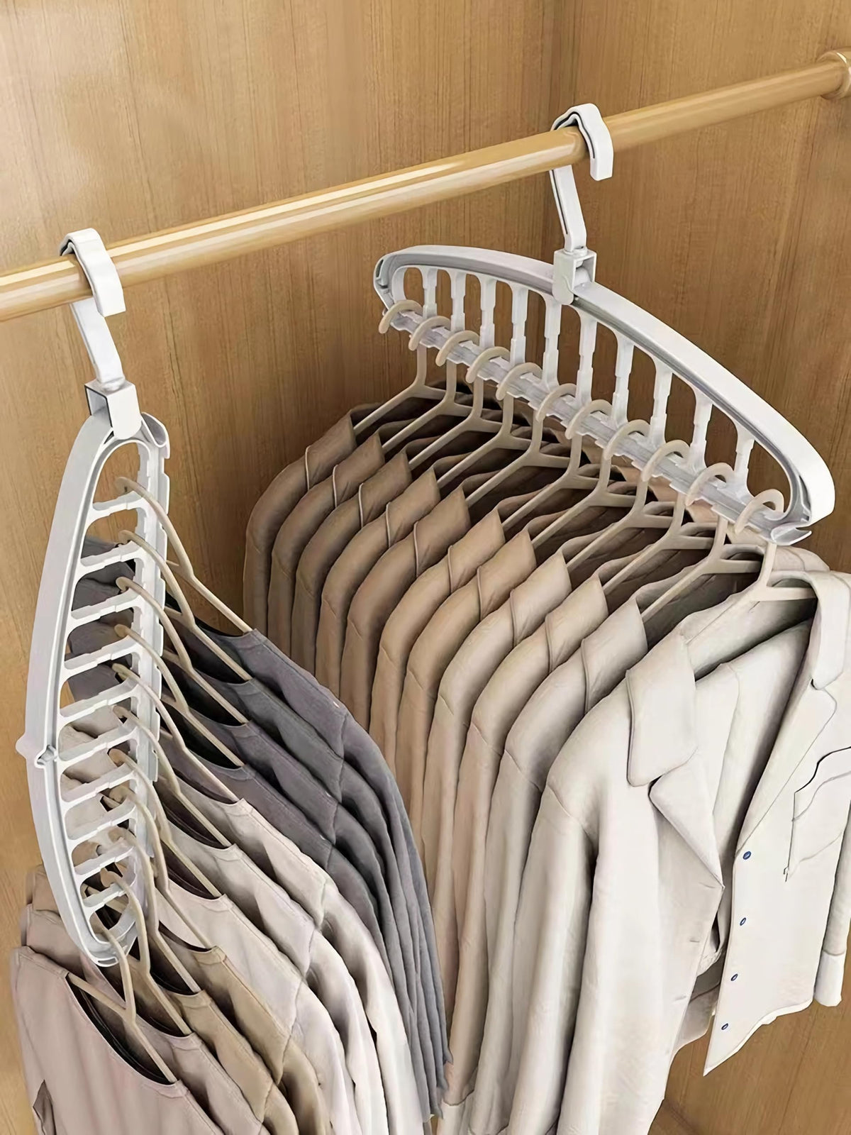 TERRIFI 2 Pack Folding Hanger, Heavy Duty Plastic Clothes Hanger, Space Saving Hangers for Clothes, Suitable for Jeans, Pants, Shirts, Scarves, Sweaters, Coats (White)