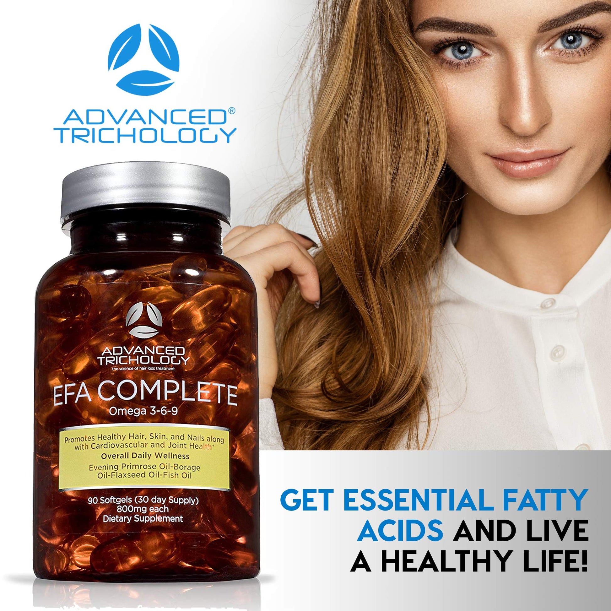 EFA Complete with Optimal Omega 3 6 9 Levels of Potency Flax Oil, Fish Oil, Borage Oil, and Evening Primrose Oil 800mgs (90count) 3rd Party Tested - High in GLA and 369 Omegas - Medaid International