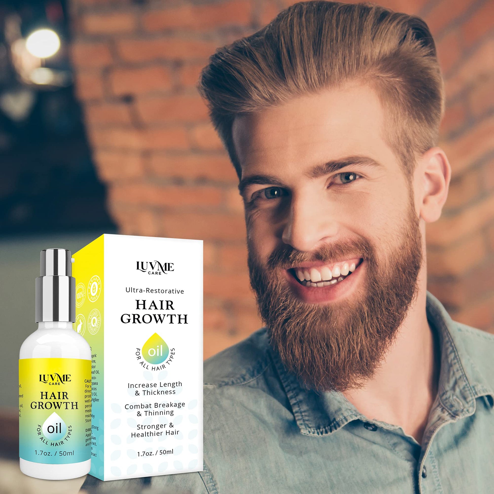 Luv Me Care Biotin Hair Growth Oil Hair Growth Serum for Thicker Longer Fuller Healthier Hair, Prevent Hair Loss & Thinning, All Natural Vitamin Rich Treatment, Women & Men, All Hair Types 1.7 oz - Medaid International