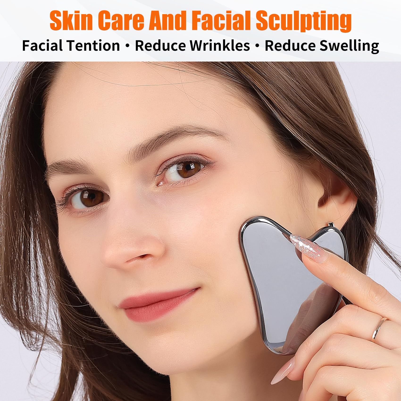InfiniteRelax 2Pcs Stainless Steel Gua Sha Facial Tools Set, Metal Face Comb Detail Skin Care Tools, Body and Face Gua Sha Sculpting for Tighten Skin Lymphatic Drainage - Medaid International
