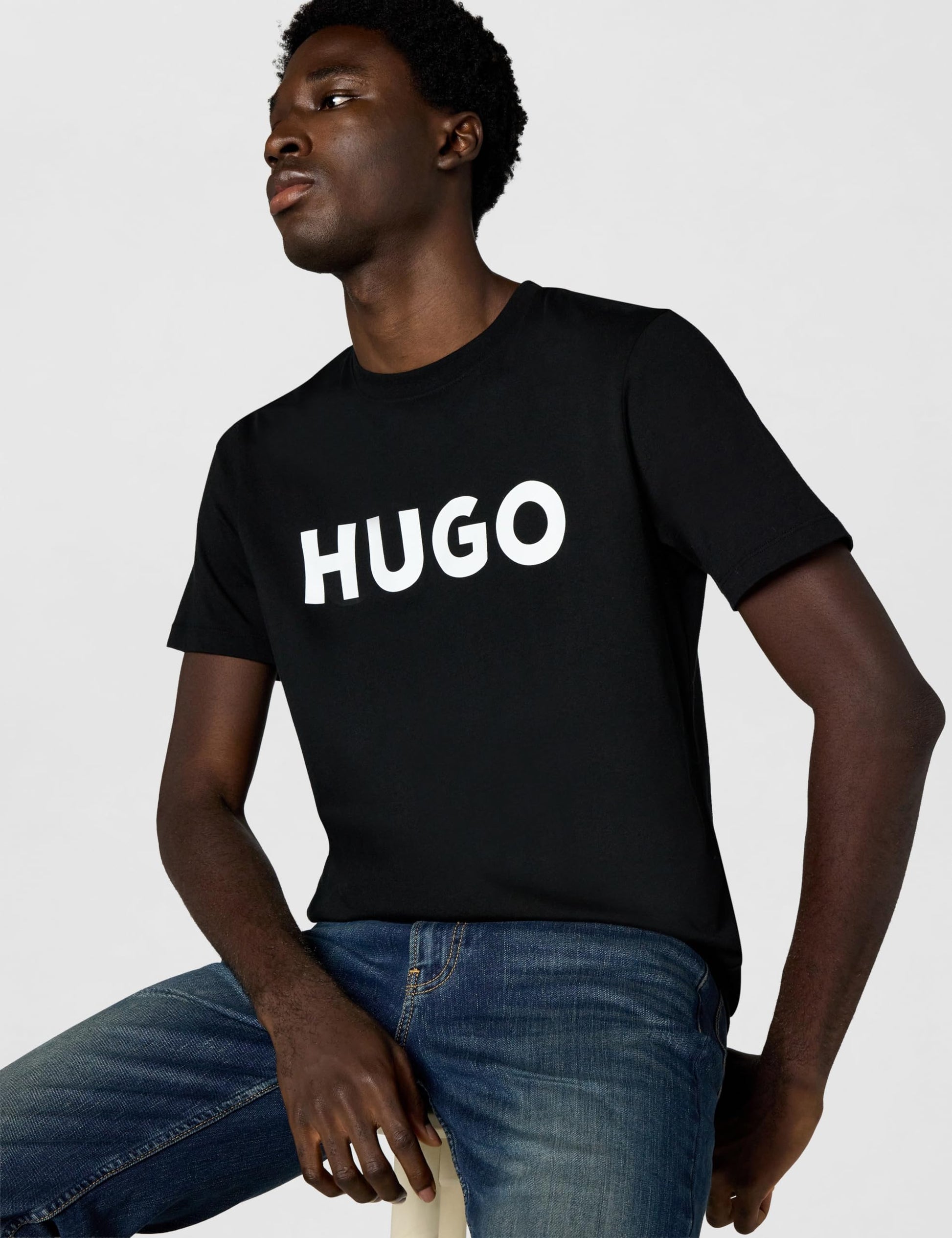 HUGO Mens Print Logo Short Sleeve T-Shirt, Smooth Black, XX-Large US - Medaid International