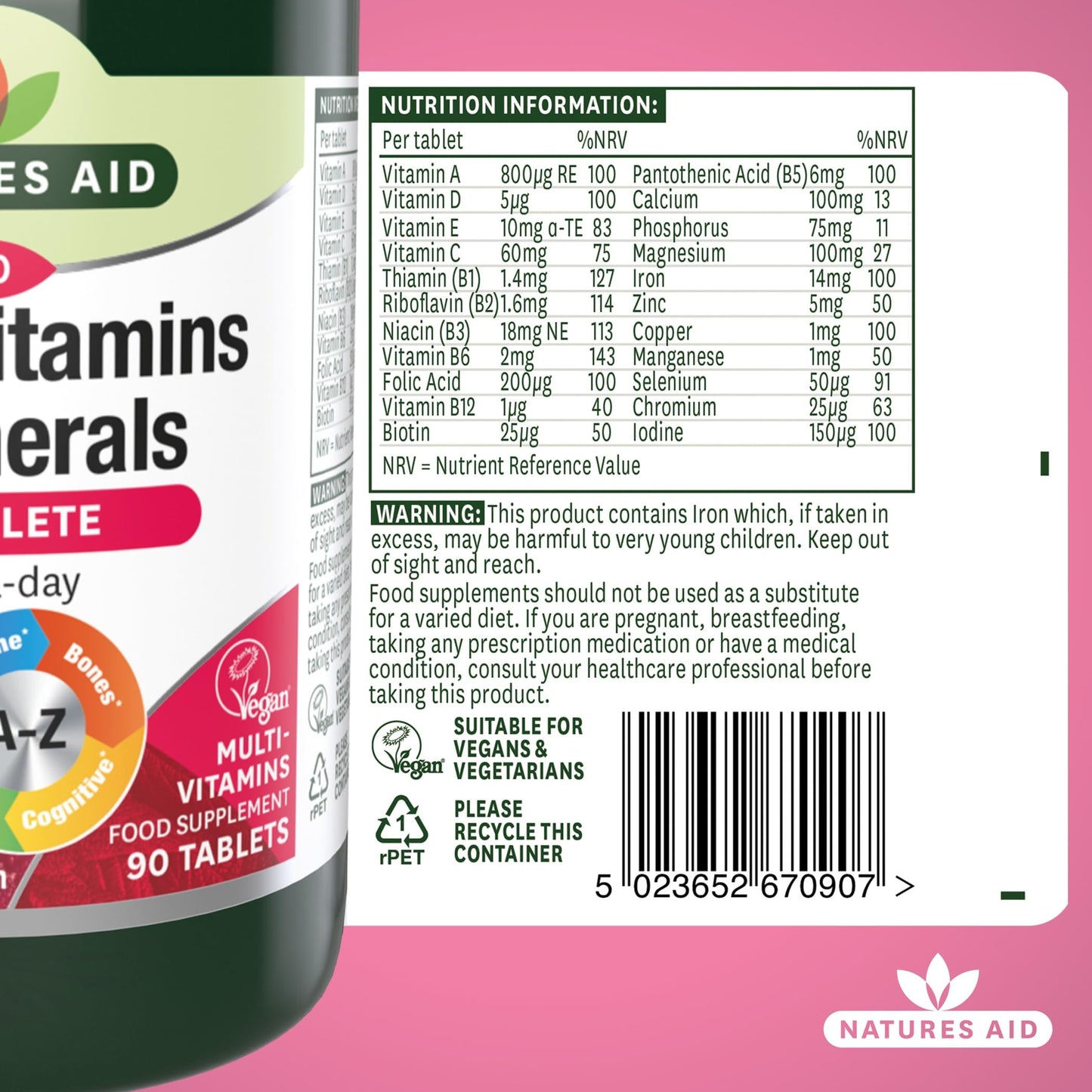 Natures Aid Complete Multi-Vitamin & Minerals Antioxidant Formula 90 Tabs - Good Health - Medaid International