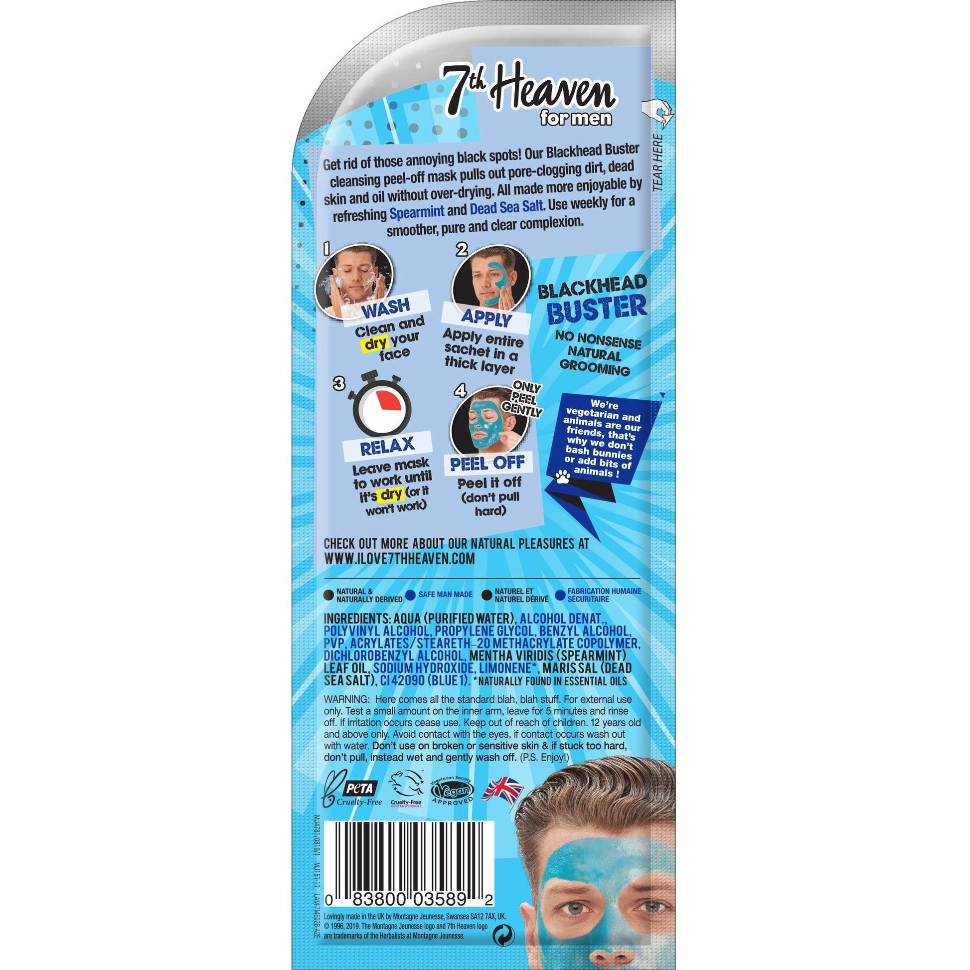 Montagne Jeunesse New For Men Spearmint Deep Pore Cleansing Peel Off Mask .3 floz - Medaid International