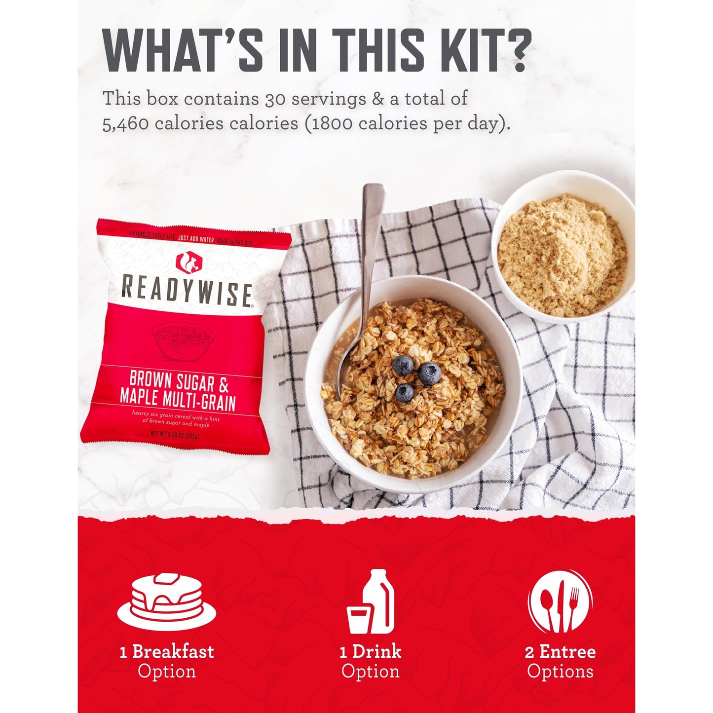 ReadyWise Emergency Food Supply - 72 Hour Survival Kit, 30 Servings of Protein Meals, Freeze Dried Food for Backpacking, Camping Essentials & Disaster Prepping Supplies, up to 25 Year Shelf Life