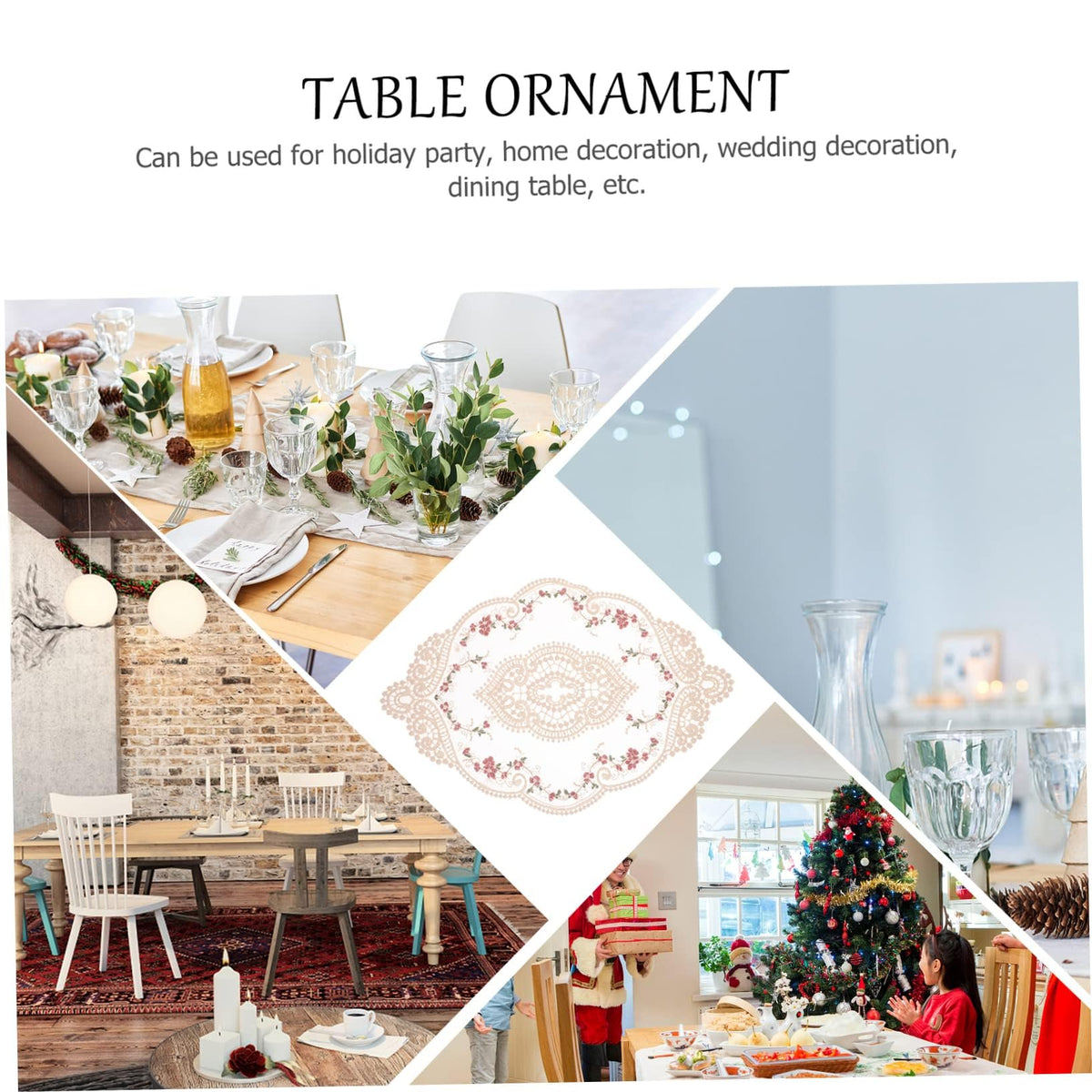 TERRIFI 2 PCS Retro Lace Placemats, Floral Decor Circle Table Mats, Handmade Embroidered Washable Cutwork