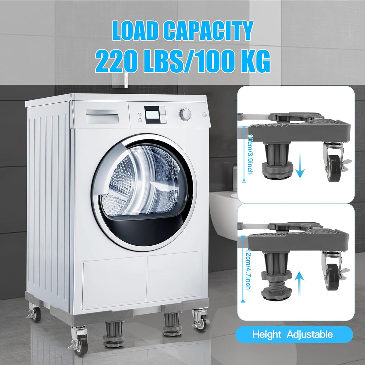 Washing Machine Stand with Wheels