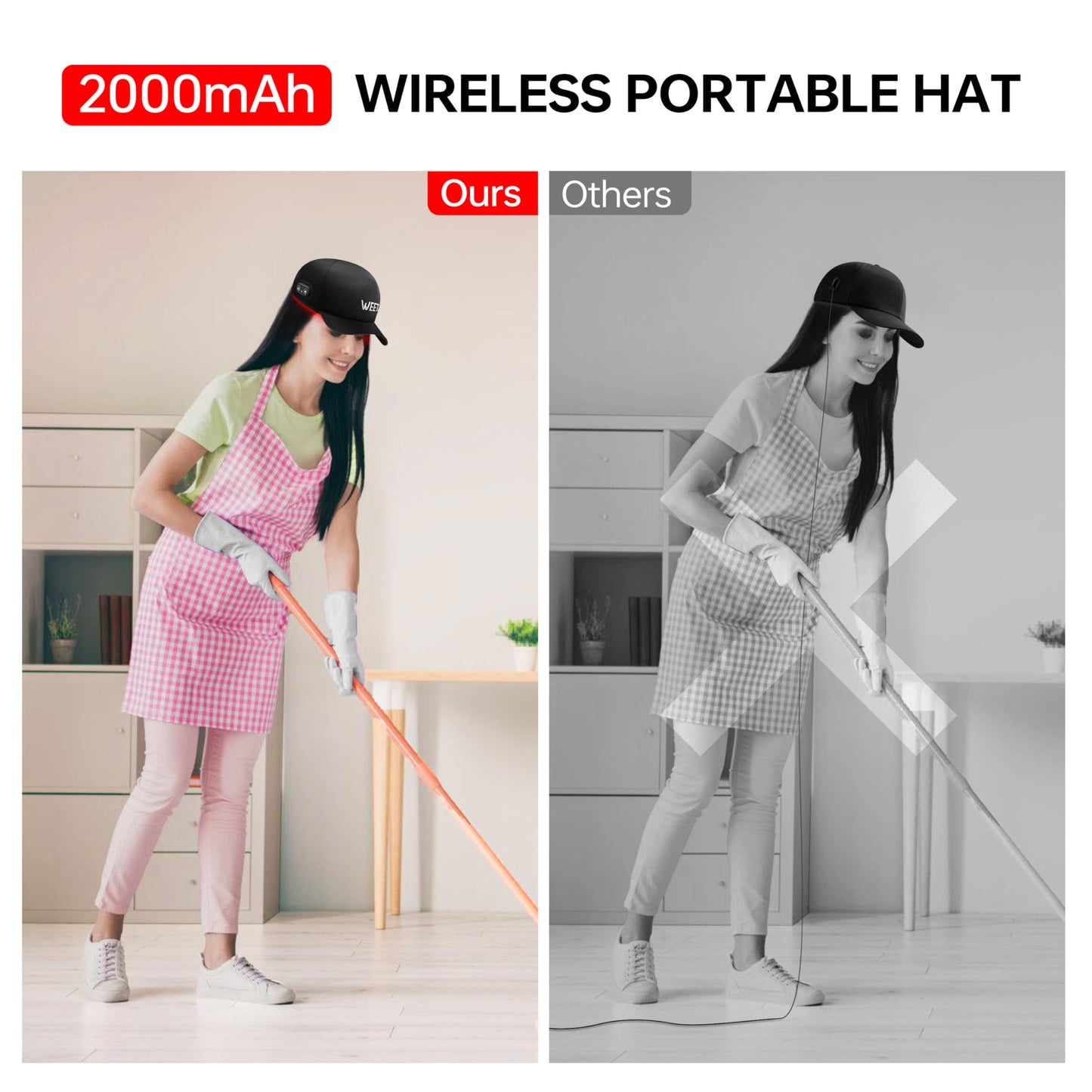 WEETALL 2025 Upgrade Cordless Adjustable Size Red Light Hat, Wireless Portable Cap with with Timer & Controller - Medaid International