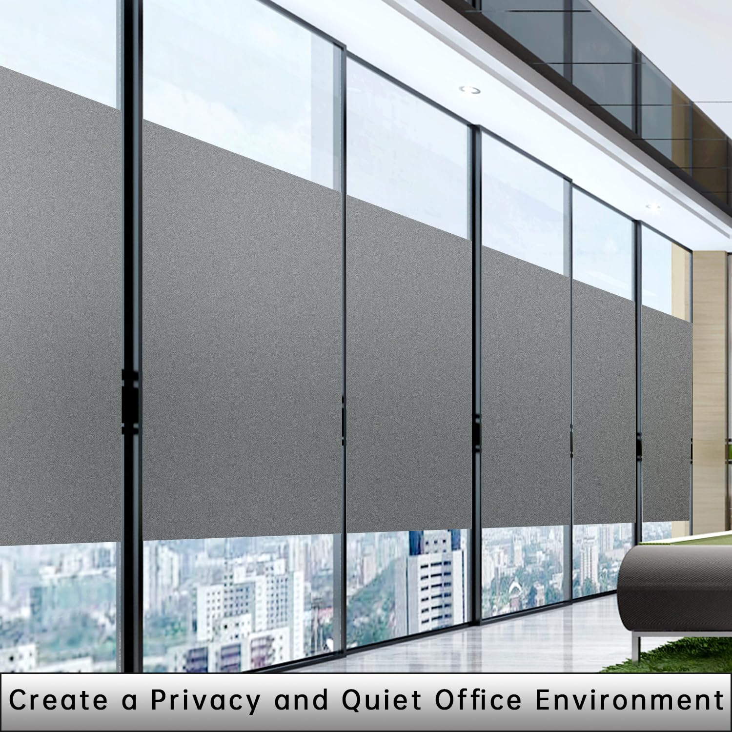 DERZGAO Frosted Window Film, Removable Glass Door Privacy Film, Suitable for Bathrooms, Offices, Static Cling Decorative Film, Reusable Window Stickers (Gray, 17.5X78.7 Inch) - Medaid International