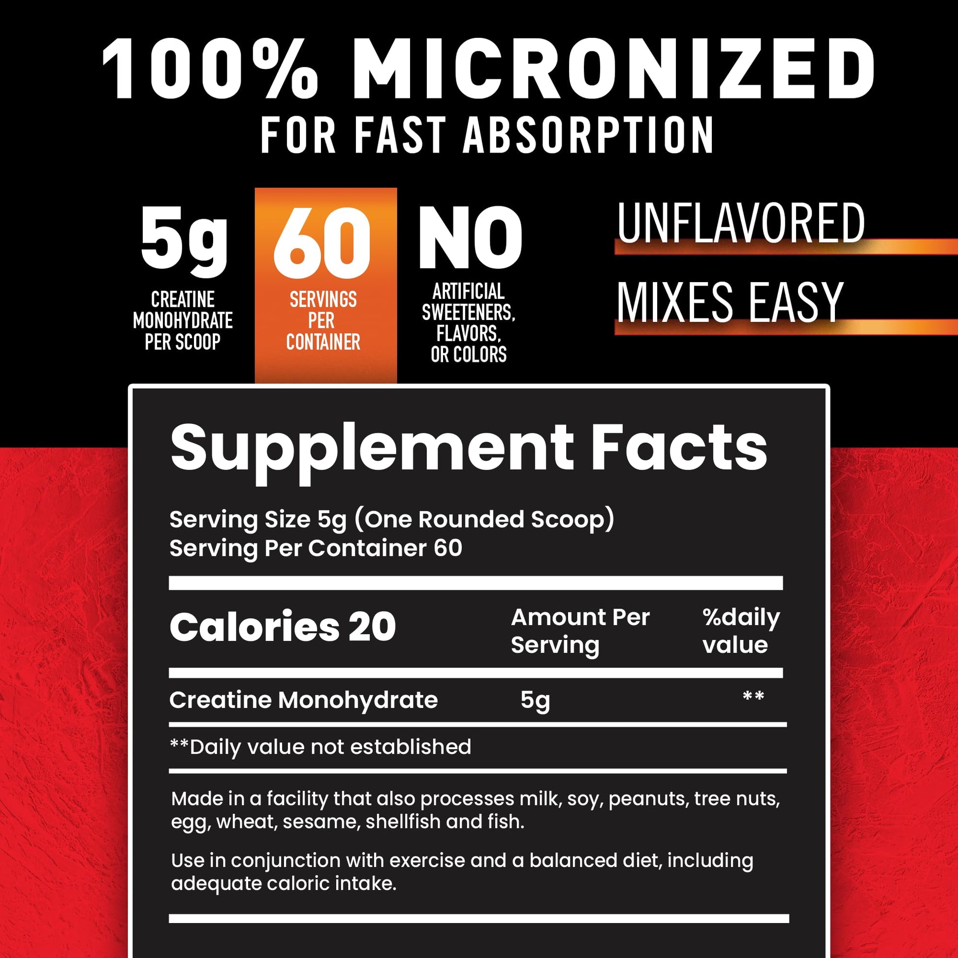 Body Fortress 100% Creatine Monohydrate Powder - Unflavored Micronized Creatine Supplement for Muscle Growth, Strength & Recovery, Pre Workout & Post Workout for Women and Men - 5g Per Scoop - Medaid International