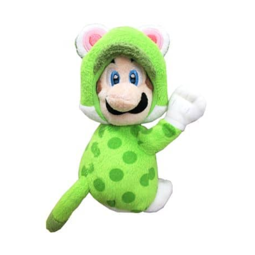 Super Mario Green Cat Luigi with Magnets 7" Plush by San - ei - Medaid International