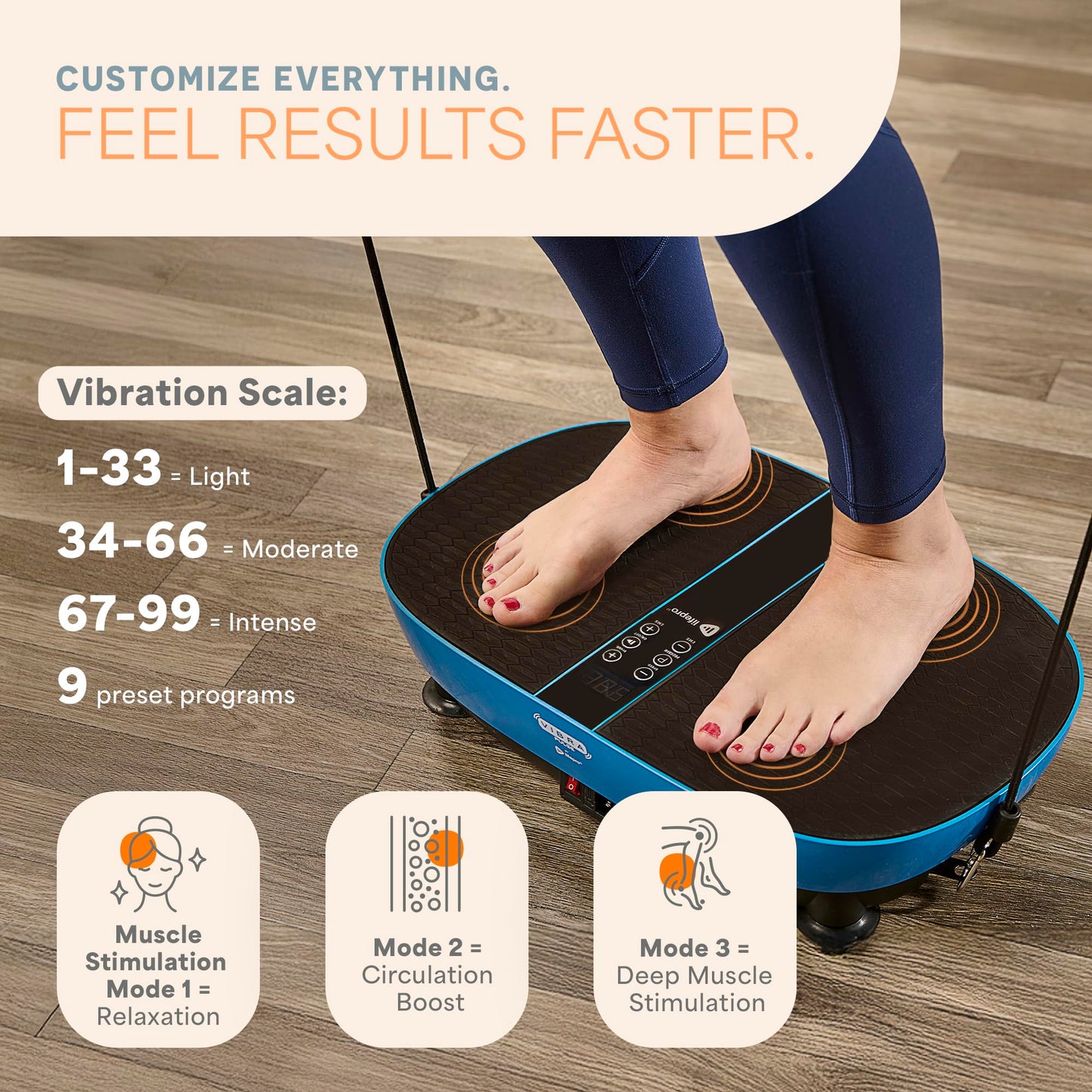 Lifepro Vibration Plate with Built-in Footpad Pulse Technology – Whole Body Vibrating Plate Exercise Machine for Muscle Toning and Comfort – 99 Speeds, 9 Programs, Remote, Bands, Max Weight 265 lbs