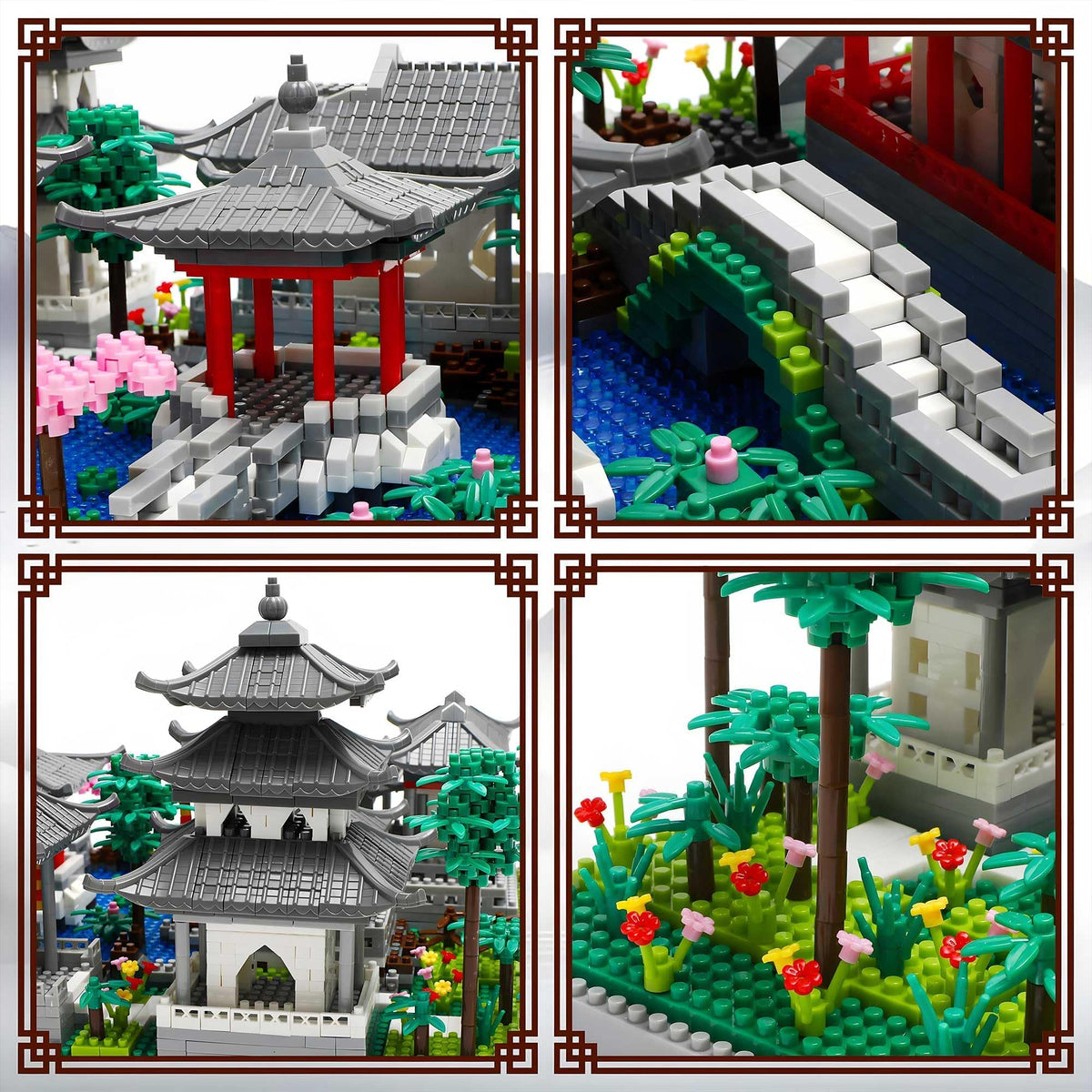 KASTWAVE Mini Chinese Architecture of Suzhou Garden with Cherry Blossom Tree Building Blocks Set, Botanical Collection Building Set for Adults, 14+ Teens (3888 Pcs)